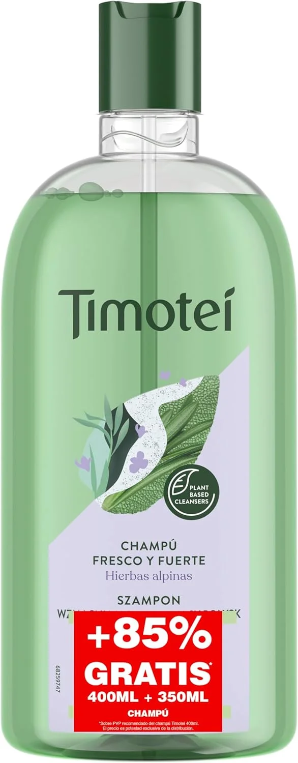 شامپو تیموتی FRESCO Y FUERTE با عصاره گیاهان آلپاین ۷۵۰ میلی لیتر