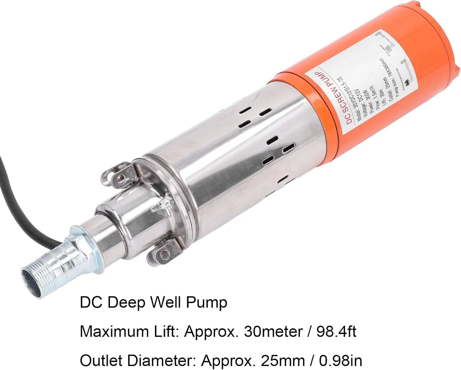 پمپ اسکرو DC بریلوکسا - پمپ آب خورشیدی شناور چاه عمیق - پمپ آبیاری کشاورزی فشار قوی - 12 ولت، سیستم گردش آب خورشیدی با ارتفاع 30 متر