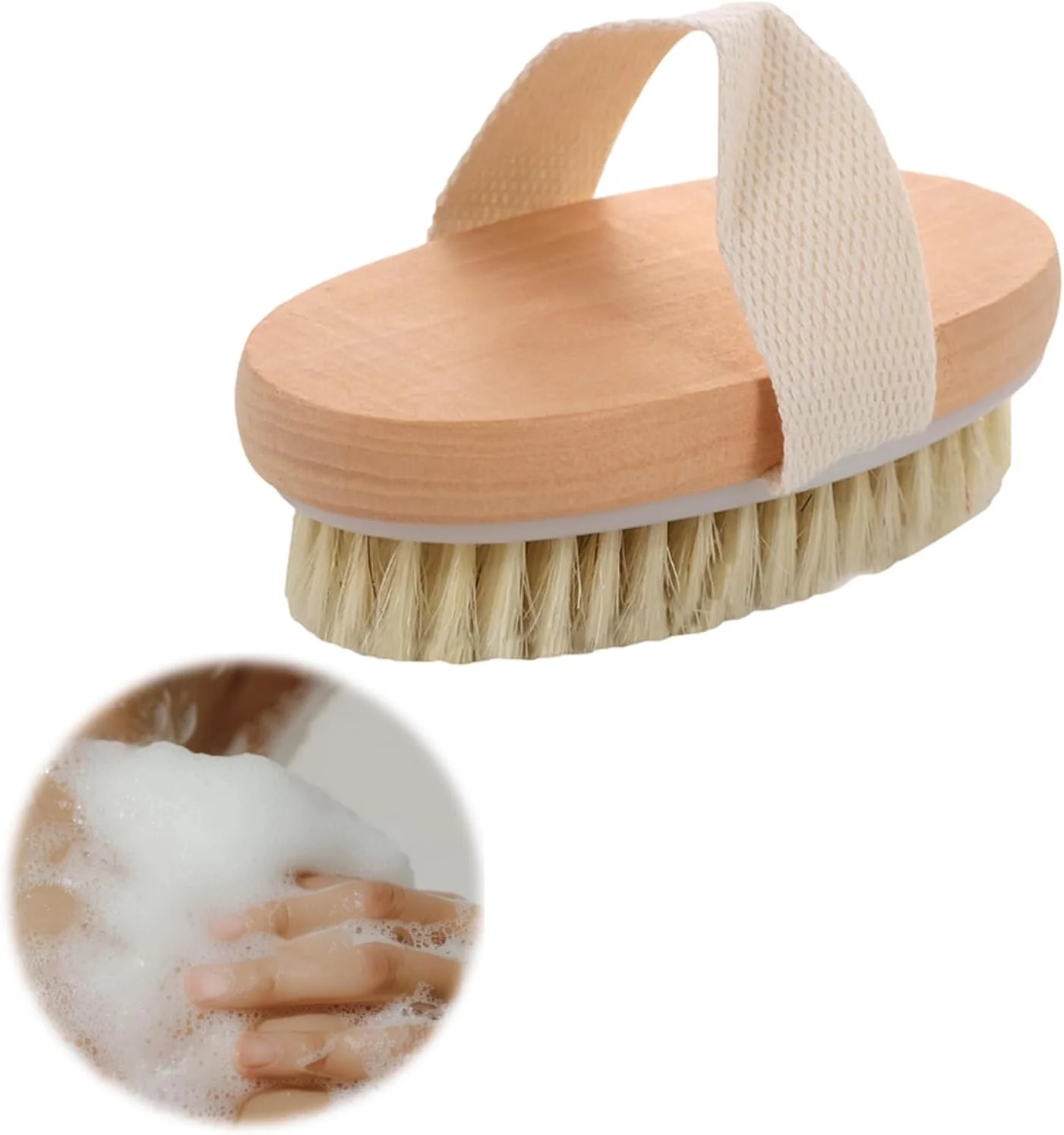 برس خشک بدن tiyiyok بهبود گردش خون، برس حمام ضد سلولیت با موهای طبیعی، بهبود لایه برداری و اسکراب، 12.5 x 6.5 سانتی متر