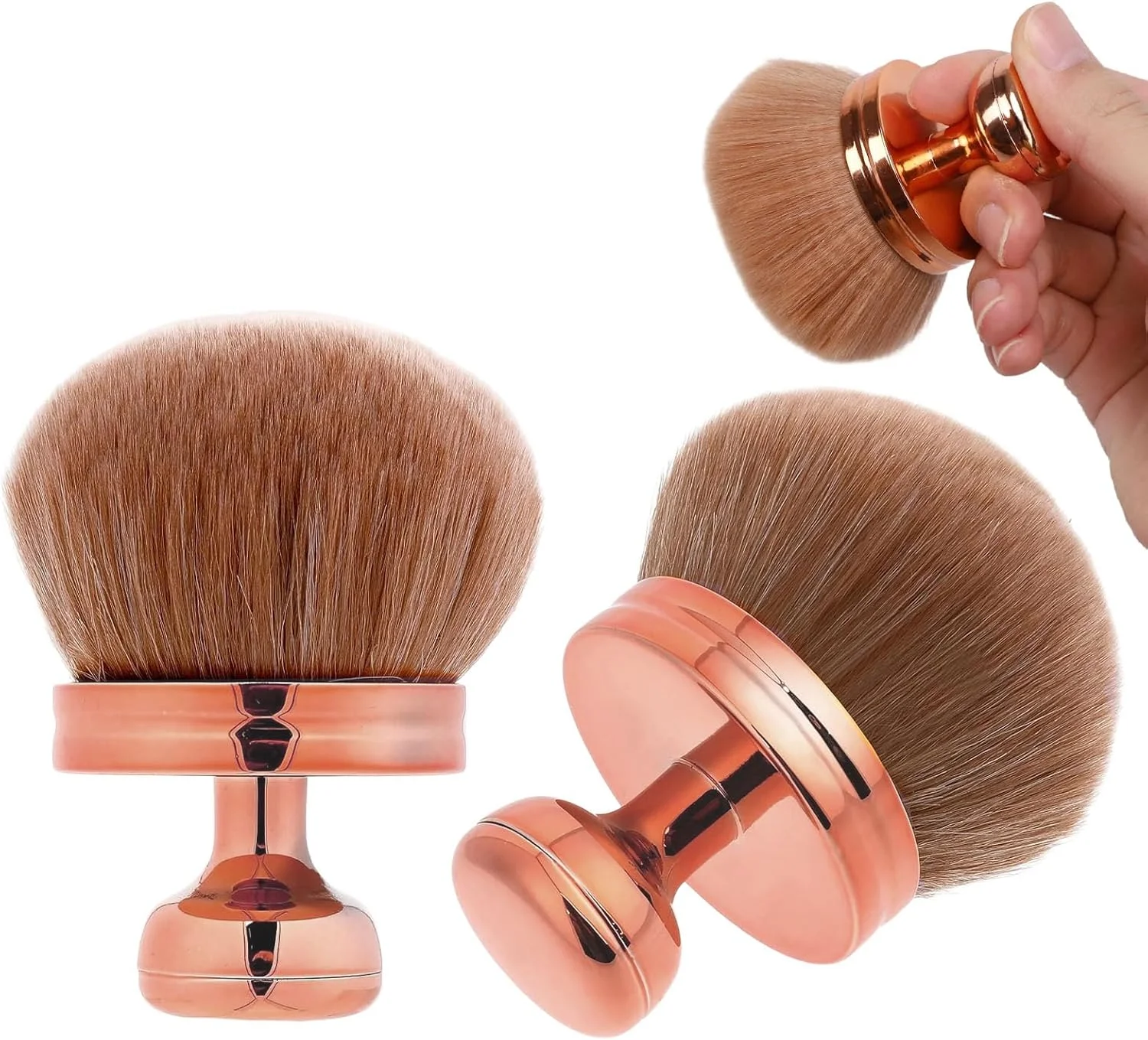 برس بدن برای برنزه کردن، بسته 2 عددی، برس بزرگ برنزه کننده برای بدن و صورت، موهای مصنوعی نرم، بدون رگه، برس آرایشی قابل استفاده مجدد برای برنزه کردن، برنزر، کرم پودر و درخشش