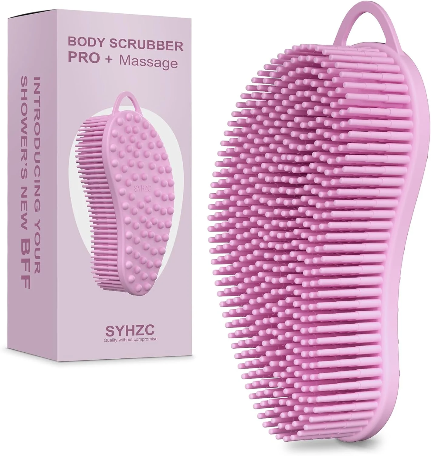 لیف سیلیکونی بدن SYHZC مدل Pro 2 در 1، لیف حمام سیلیکونی و ماساژور بدن (صورتی)