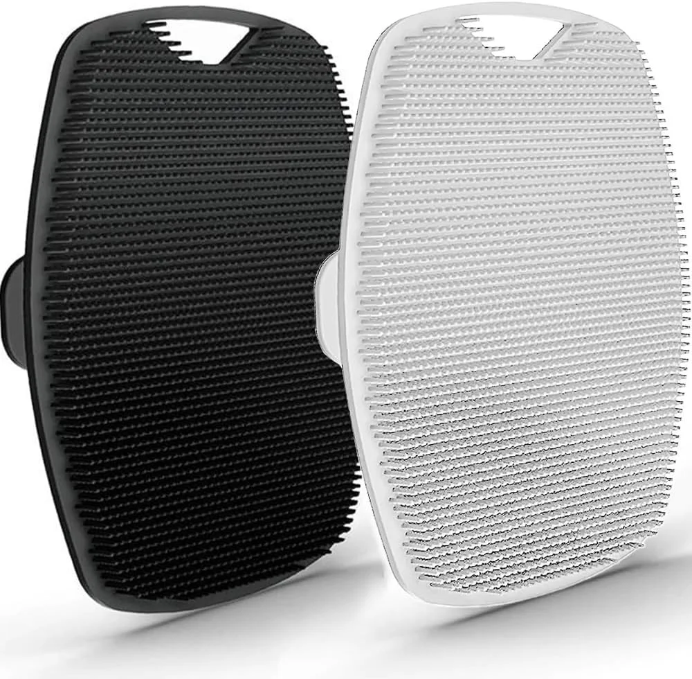 STAYOUNG Silicone Body Scrubber Shower Bath Brush - 2PCS Antimicrobial Exfoliating Body Scrubber for Sensitive Skin(Black+Gray)