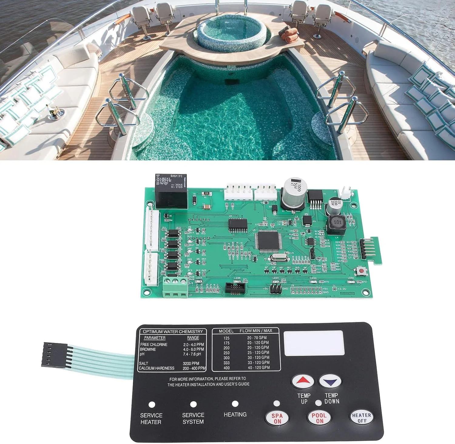 برد کنترل گرمکن استخر Brilluxa، پنل غشایی سوئیچ، سازگار با گرمکن استخر و اسپا سری Pentair MasterTemp NA LP، جایگزینی برد مدار 42002‑0007S، سیستم گرمایش استخر