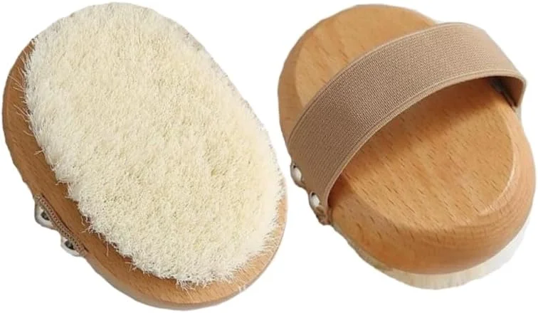 برس بدن با موهای نرم - لایه بردار ملایم خشک/مرطوب برای پوست صاف، کاهش سلولیت و تقویت جریان لنفاوی، برس بدن چوبی طبیعی