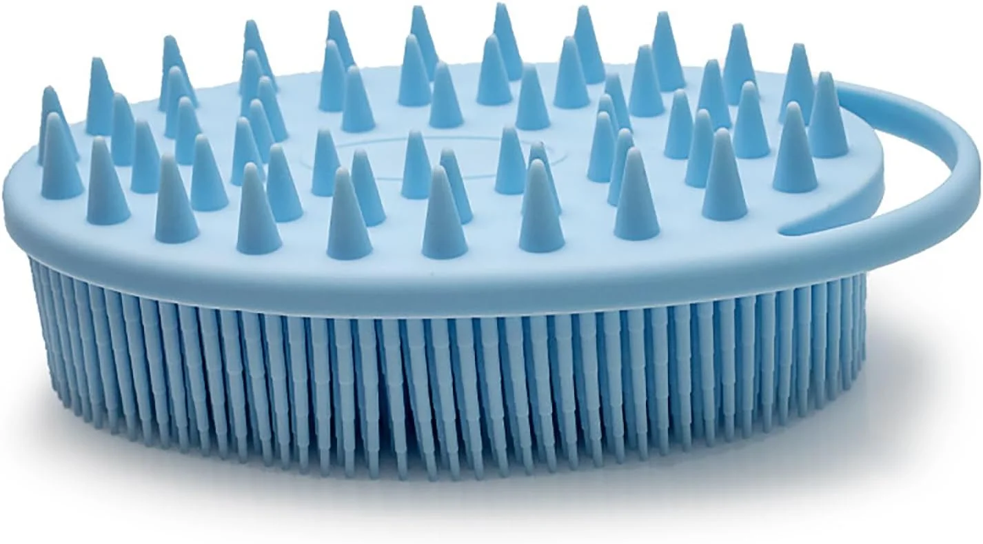 برس حمام سیلیکونی E I F E R، یک عدد، برس دوش ماساژ دو طرفه، مناسب برای لایه برداری، مناسب برای کودکان و بزرگسالان، ابزار حمام سیلیکونی نرم خانگی، ملایم و غیر تحریک کننده (آبی)