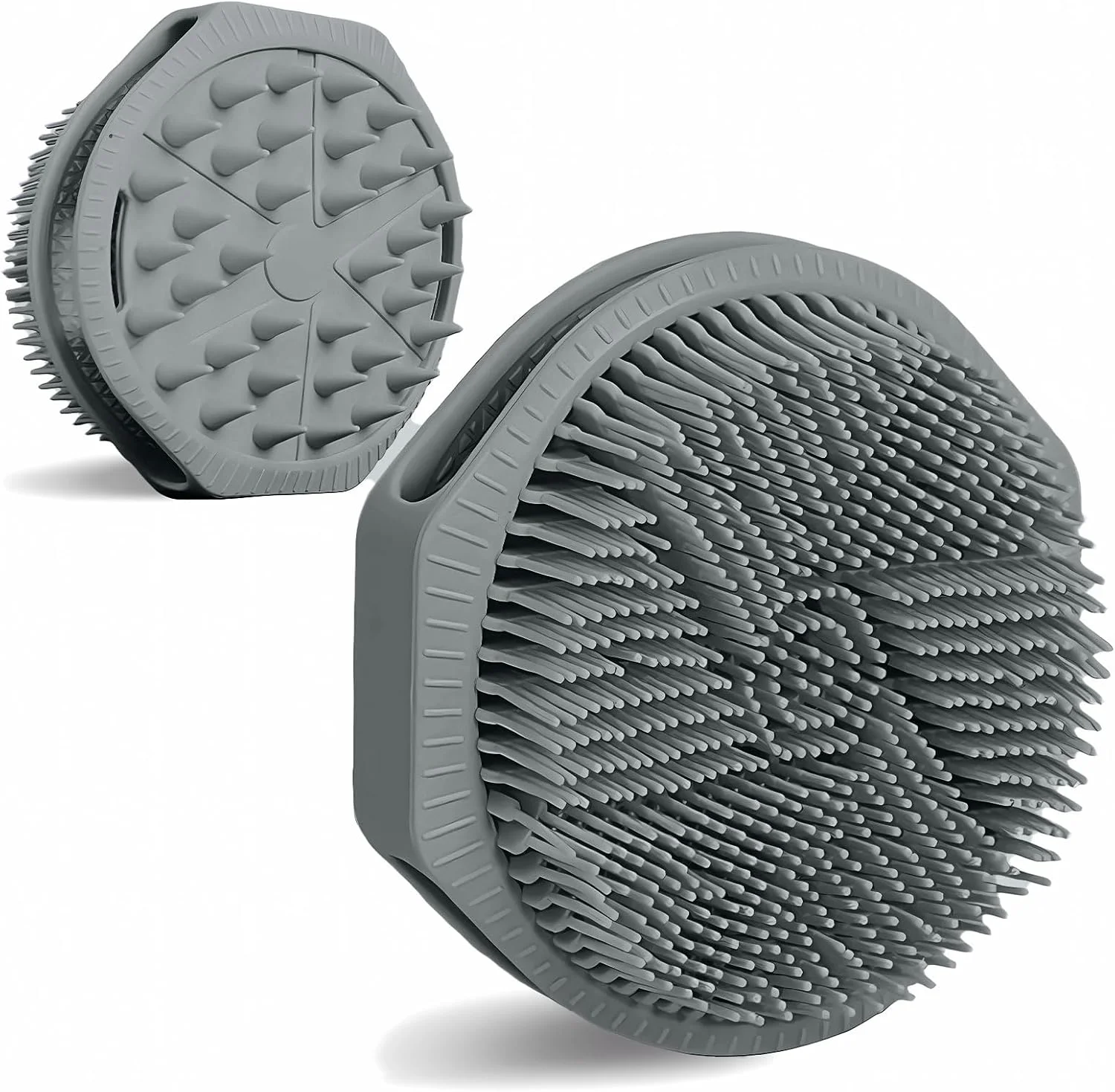 لیف سیلیکونی بدن، لیف سیلیکونی دو طرفه برای حمام، برس لایه بردار و ماساژور بدن برای آقایان و بانوان مناسب برای انواع پوست، خشک شدن سریع، ماساژور پوست سر با کف فراوان و تمیز کردن آسان (خاکستری)