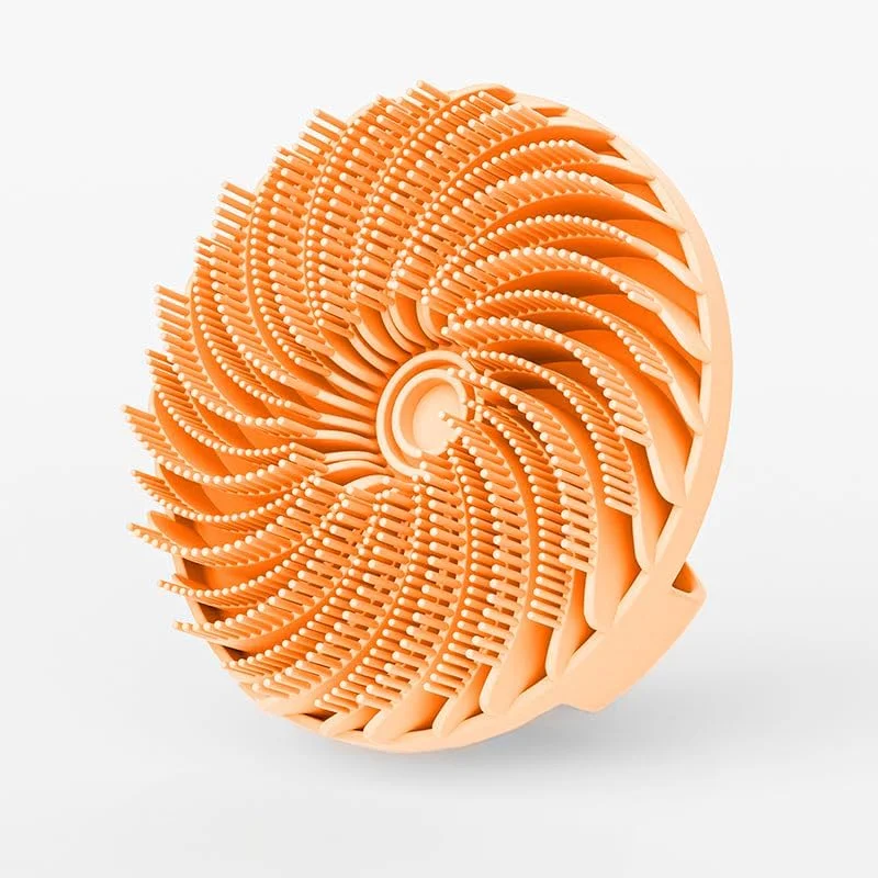 لیف سیلیکونی بدن 11 سانتی‌متری - برس لایه‌بردار ملایم دوش با دستگیره - بدون BPA، خشک‌شونده سریع - برس ماساژ حمام و پوست سر سیلیکونی نرم برای زنان و مردان (نارنجی آفتابی)