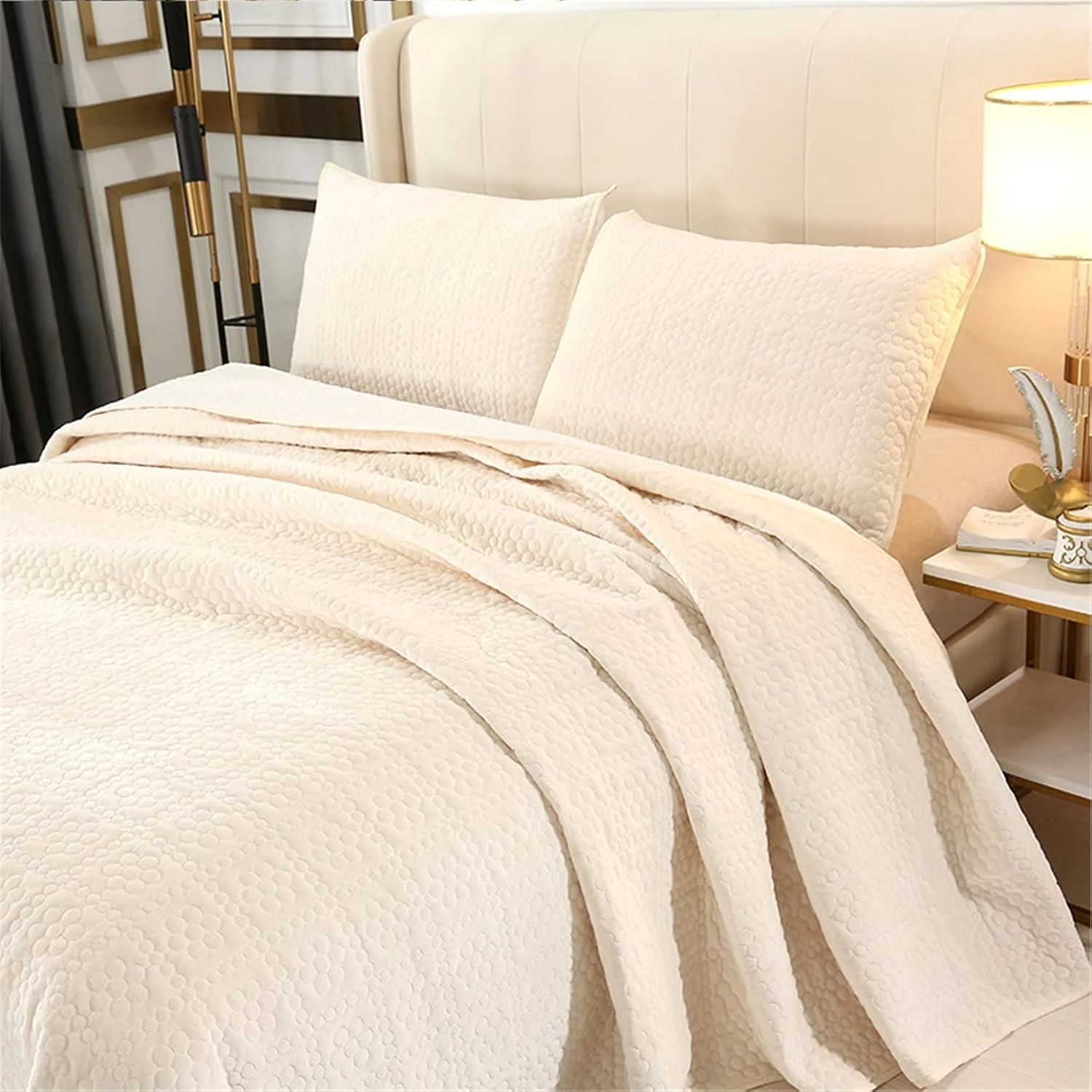 روتختی لحافی ZDmalt طرح دار 243 x 270 سانتی متر، نرم و سبک وزن، روتختی نخی مناسب برای 2 نفر - روتختی لحافی به همراه 2 روبالشتی - روتختی برای زیبایی و گرما، زرد کم رنگ روتختی لحافی ZDmalt طرح دار 243 x 270 سانتی متر، نرم و سبک وزن، روتختی نخی مناسب برای 2 نفر - روتختی لحافی به همراه 2 روبالشتی - روتختی برای زیبایی و گرما، زرد کم رنگ