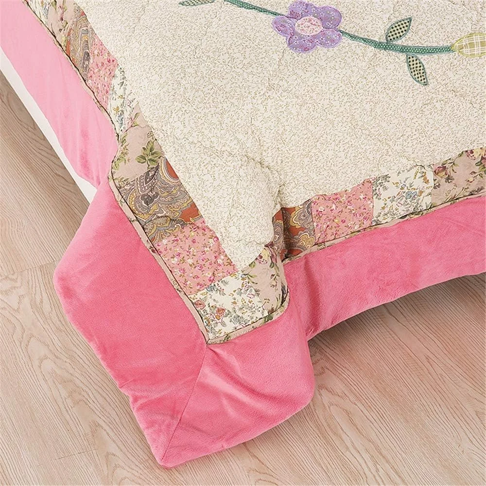 روتختی ZDmalt، سایز دو نفره بزرگ، گل های کوچک صورتی، روتختی فلانل پنبه ای، ست روتختی 200 x 230 سانتی متر و 2 روبالشی 37 x 59 سانتی متر، 200 x 230 سانتی متر