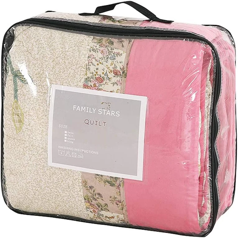 روتختی ZDmalt، سایز دو نفره بزرگ، گل های کوچک صورتی، روتختی فلانل پنبه ای، ست روتختی 200 x 230 سانتی متر و 2 روبالشی 37 x 59 سانتی متر، 200 x 230 سانتی متر