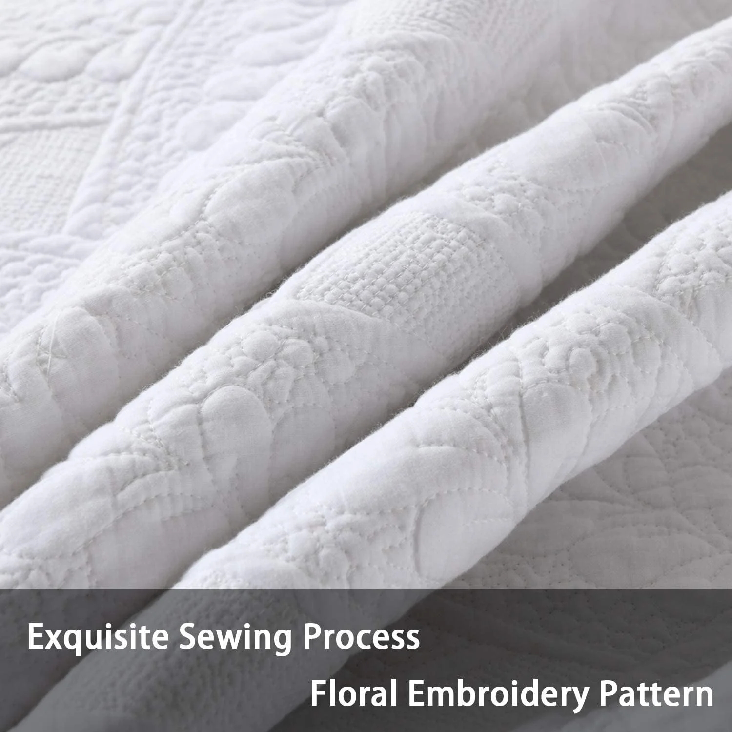 روتختی پنبه ای گرم و نرم ZDmalt با گلدوزی کرم خالص، لحاف روتختی کرم با 2 روبالشتی، سایز کینگ 230x250 سانتی متر (رنگ: سفید) (سفید)