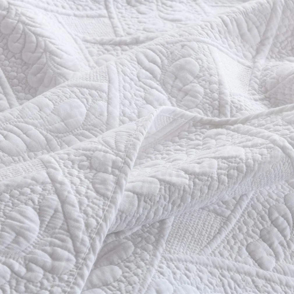 روتختی پنبه ای گرم و نرم ZDmalt با گلدوزی کرم خالص، لحاف روتختی کرم با 2 روبالشتی، سایز کینگ 230x250 سانتی متر (رنگ: سفید) (سفید)