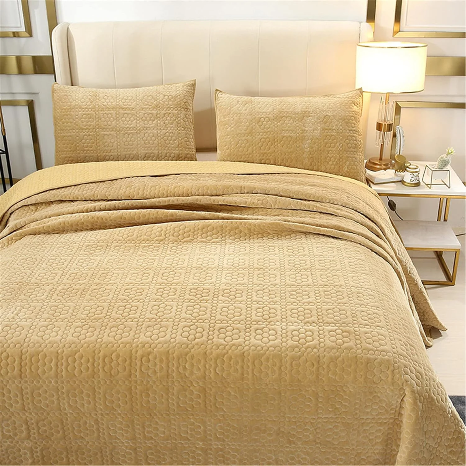 روتختی لحافی ZDmalt طرح دار 243 x 270 سانتی متر، نرم و سبک وزن، روتختی نخی مناسب برای 2 نفر - روتختی لحافی به همراه 2 روبالشتی - روتختی برای زیبایی و گرما، زرد کم رنگ روتختی لحافی ZDmalt طرح دار 243 x 270 سانتی متر، نرم و سبک وزن، روتختی نخی مناسب برای 2 نفر - روتختی لحافی به همراه 2 روبالشتی - روتختی برای زیبایی و گرما، زرد کم رنگ