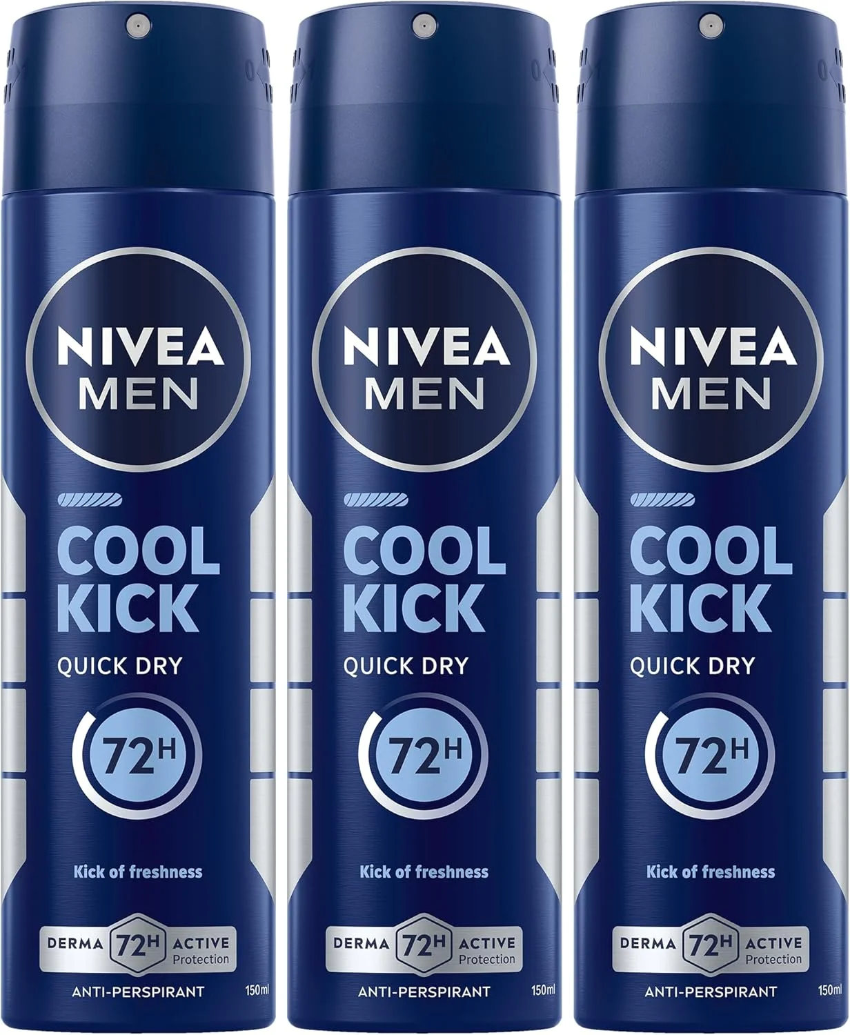 اسپری ضد تعریق مردانه نیوآ مدل Cool Kick با رایحه طراوت بخش 3 عدد 150 میلی لیتر