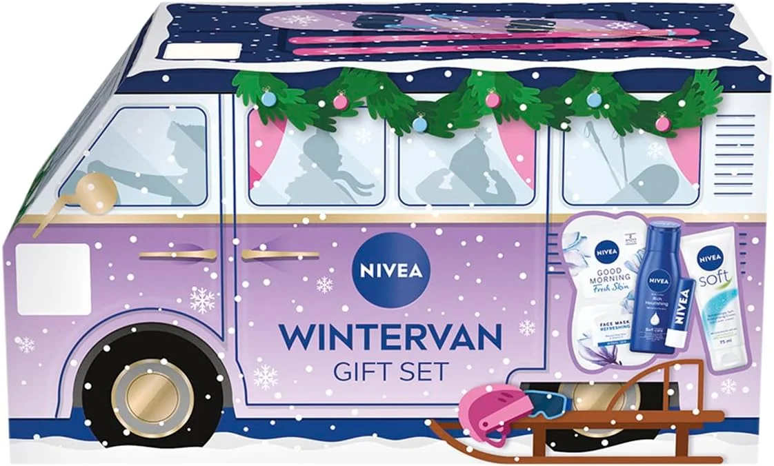 ست هدیه نیوآ Wintervan (شامل 4 محصول) – ست هدیه زنانه – شامل کرم مرطوب کننده، بالم لب، لوسیون بدن و ماسک صورت