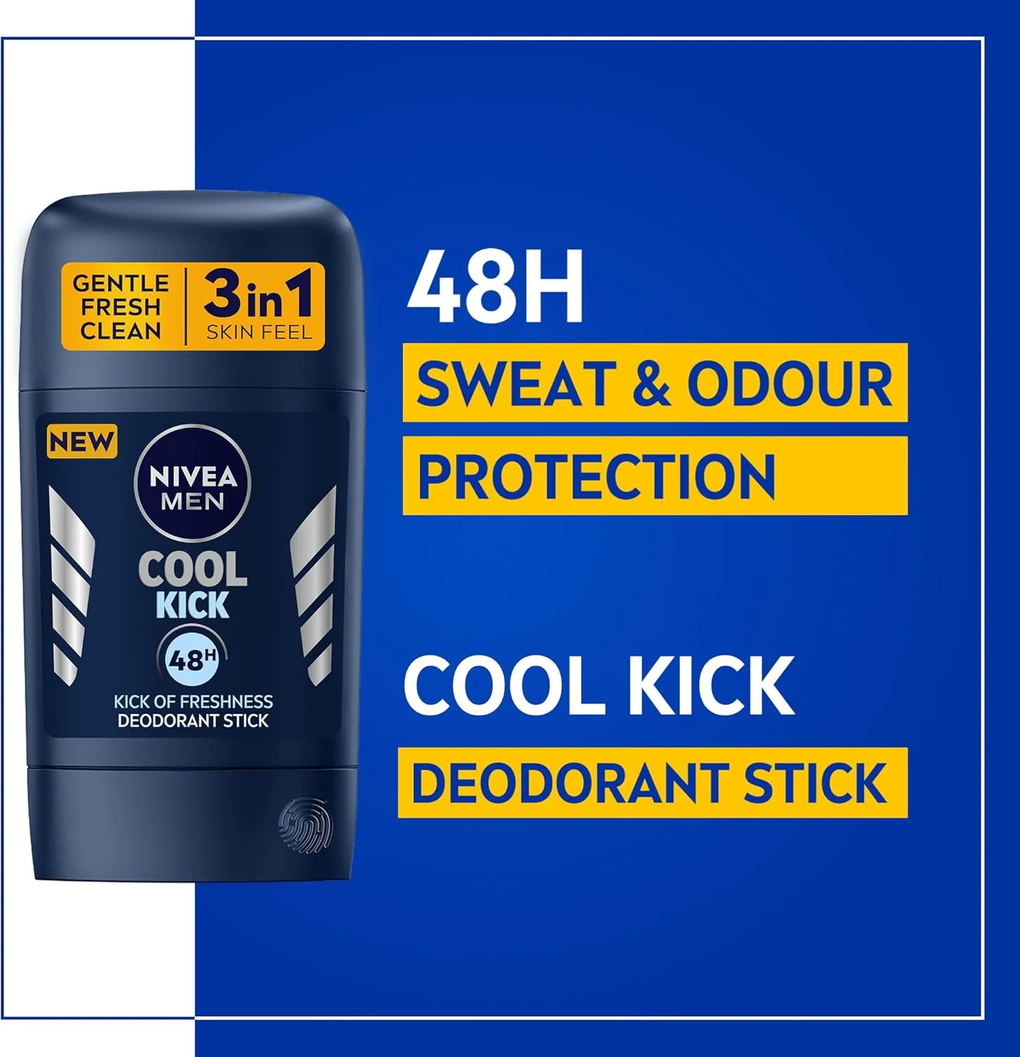 استیک ضد تعریق مردانه نیوآ مدل Cool Kick با رایحه طراوت بخش، محافظت 48 ساعته، 50 میلی لیتر استیک ضد تعریق مردانه نیوآ مدل Cool Kick با رایحه طراوت بخش، محافظت 48 ساعته، 50 میلی لیتر