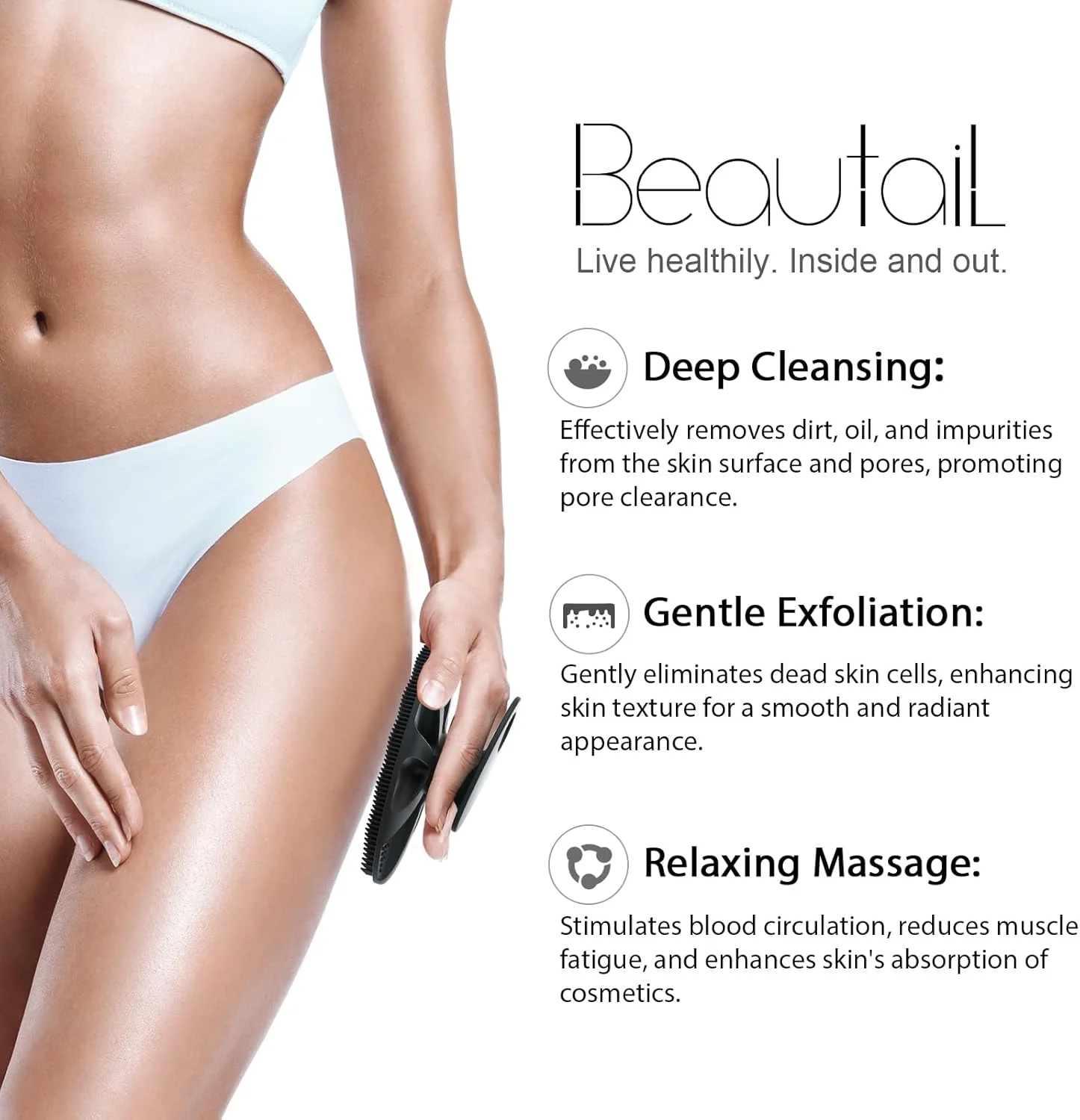 لیف سیلیکونی بدن 2 عددی BEAUTAIL، برس شستشوی حمام، لایه بردار ملایم برای پاکسازی پوست، مناسب برای پوست حساس زنان، مردان و نوزادان، تمیز کردن آسان، کف کردن مناسب، بهداشتی تر، مشکی+فیروزه ای