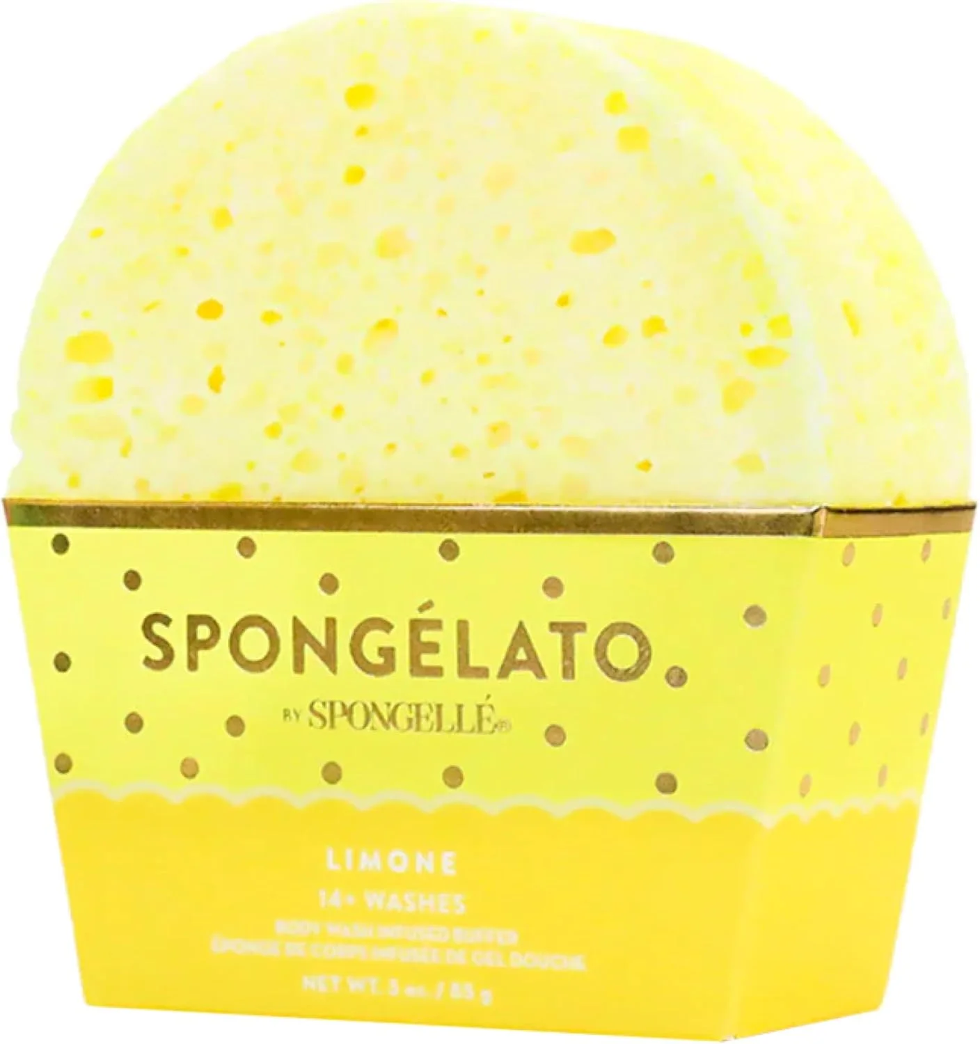 اسفنج لوفا لایه بردار بدن Spongelato از Spongelle | آغشته به ژل شستشوی بدن | لوفا حمام و دوش برای زنان | +14 بار استفاده | لیمون (لیمو) با الهام از بستنی ژلاتو