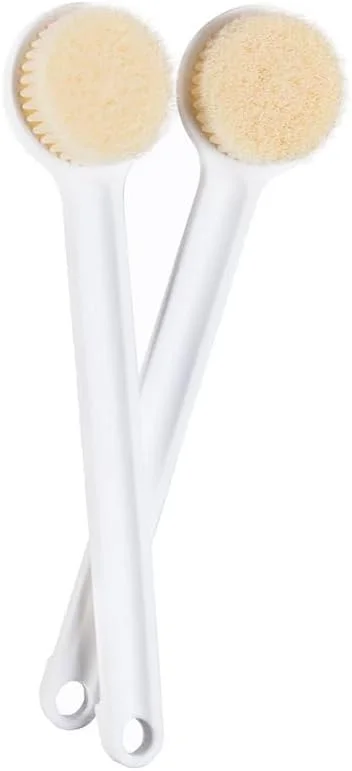 Shower Brush with Natural Bristle - Long Bamboo Handle Bath Body Brush