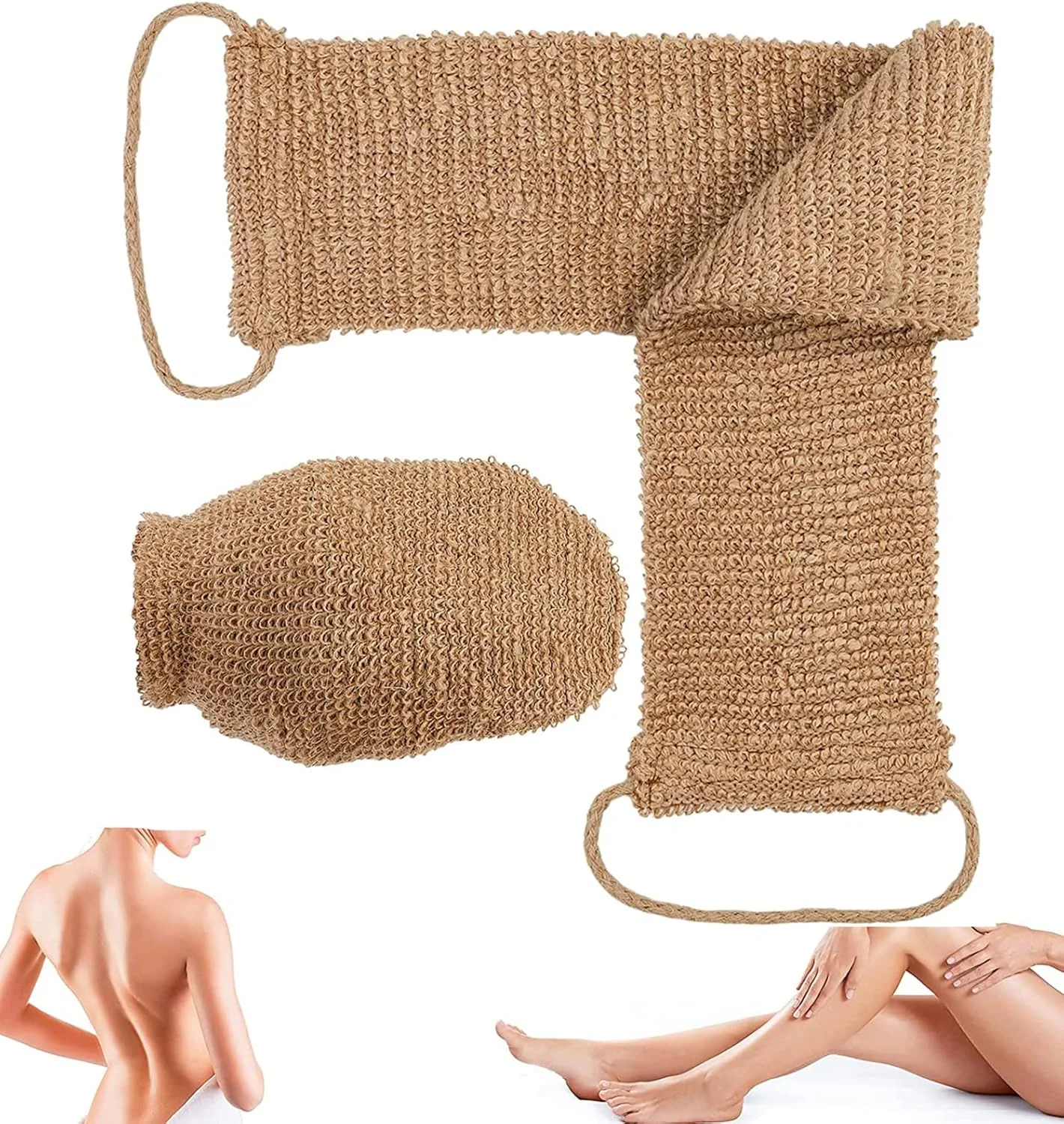 لیف پشت شوی سیوسی برای حمام، لایه بردار پشت، لیف پشتی رامی برای حمام، لیف پشتی طبیعی برای تمیز کردن عمیق، دستکش حمام لیف پشتی طبیعی قابل استفاده مجدد