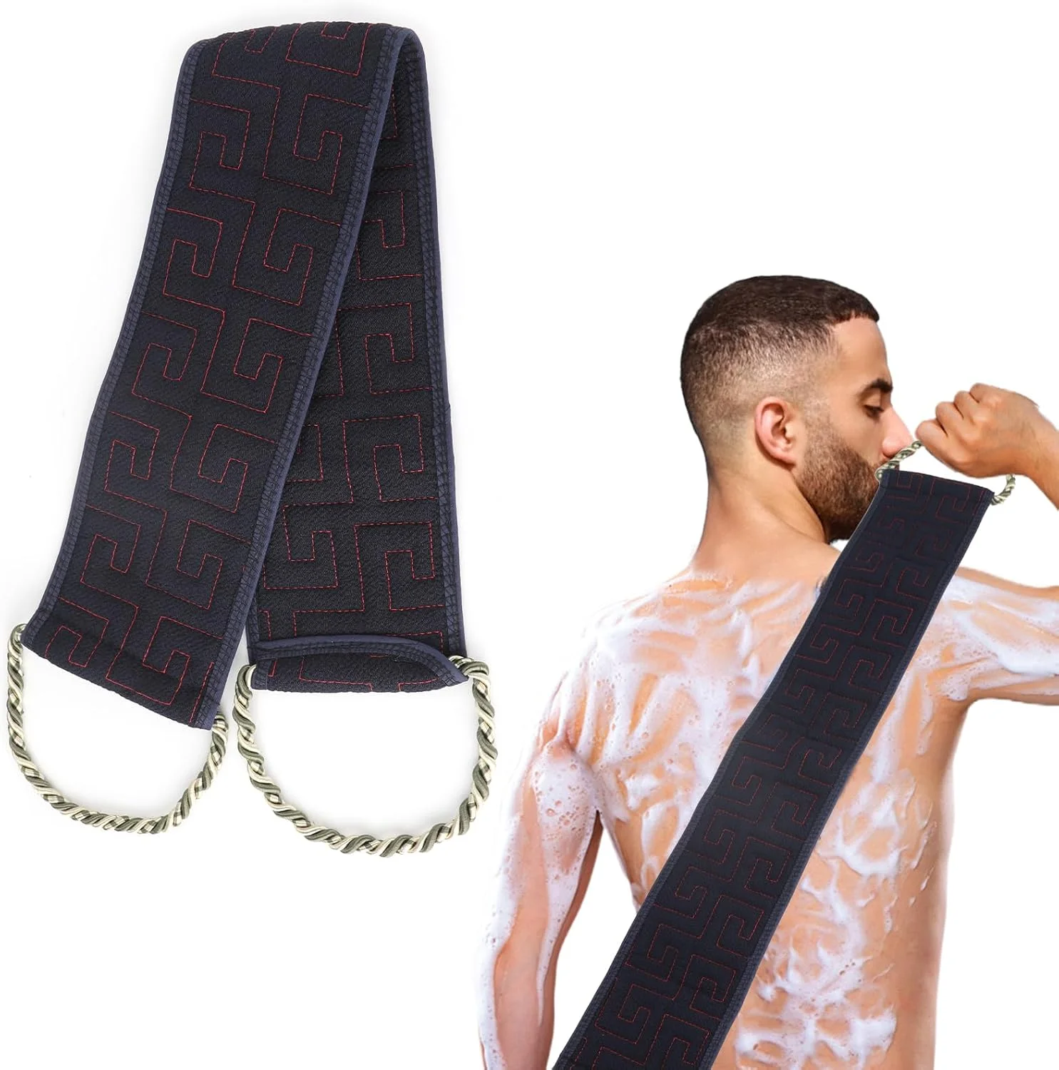 لیف اسکراب پشت تال نایت 96 سانتی متری با دو دسته - لایه بردار دو طرفه بدن برای پاکسازی عمیق در حمام، ایده آل برای آقایان و بانوان