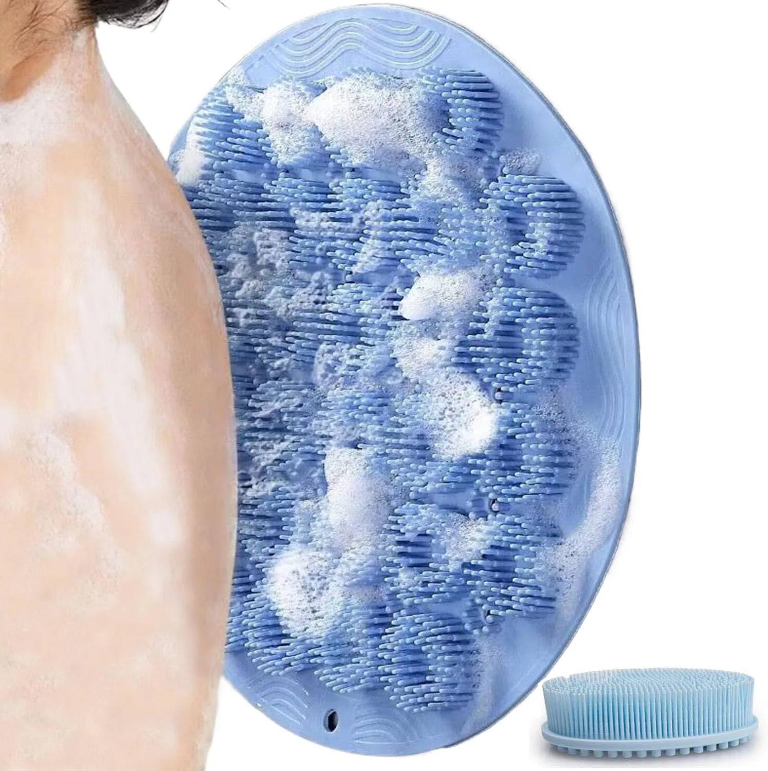 مجموعه دو عددی اسکرابر پشت و لیف سیلیکونی بدن یونیفیس، برس پشت قابل نصب روی دیوار، برس سیلیکونی بدن برای پشت، اسکرابر پا، برس های بدن برای حمام، ماساژ، لایه برداری حمام