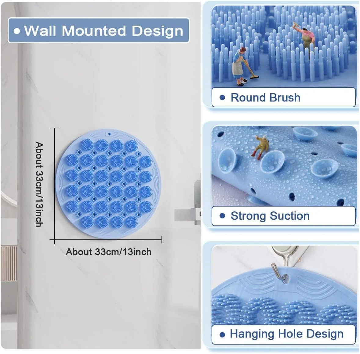 مجموعه دو عددی اسکرابر پشت و لیف سیلیکونی بدن یونیفیس، برس پشت قابل نصب روی دیوار، برس سیلیکونی بدن برای پشت، اسکرابر پا، برس های بدن برای حمام، ماساژ، لایه برداری حمام