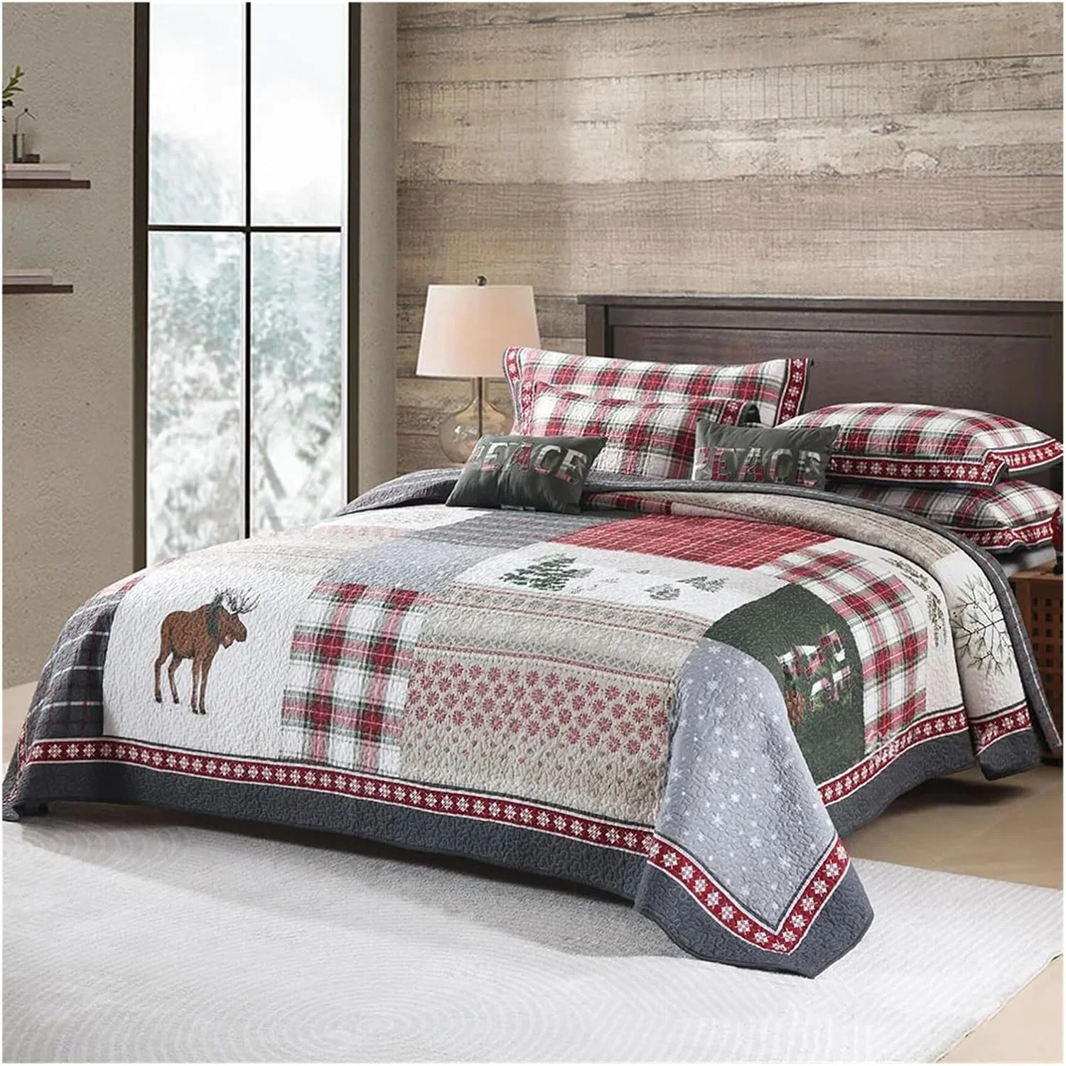 رو تختی یک نفره YIZUFU با دو روبالشی، روتختی کریسمس، روتختی پاییزی، سبک خانه روستایی، سرویس خواب رو تختی یک نفره YIZUFU با دو روبالشی، روتختی کریسمس، روتختی پاییزی، سبک خانه روستایی، سرویس خواب