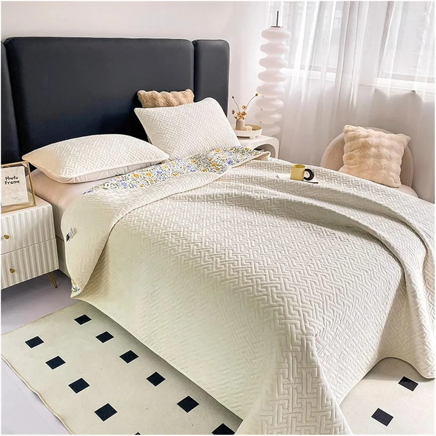 رو تختی نخی YIZUFU، روکش تخت دو طرفه طرح چهارخانه، ملحفه روتختی سازگار با ملحفه های تخت دو نفره، روکش مخملی تشک، روتختی، سرویس خواب رو تختی نخی YIZUFU، روکش تخت دو طرفه طرح چهارخانه، ملحفه روتختی سازگار با ملحفه های تخت دو نفره، روکش مخملی تشک، روتختی، سرویس خواب