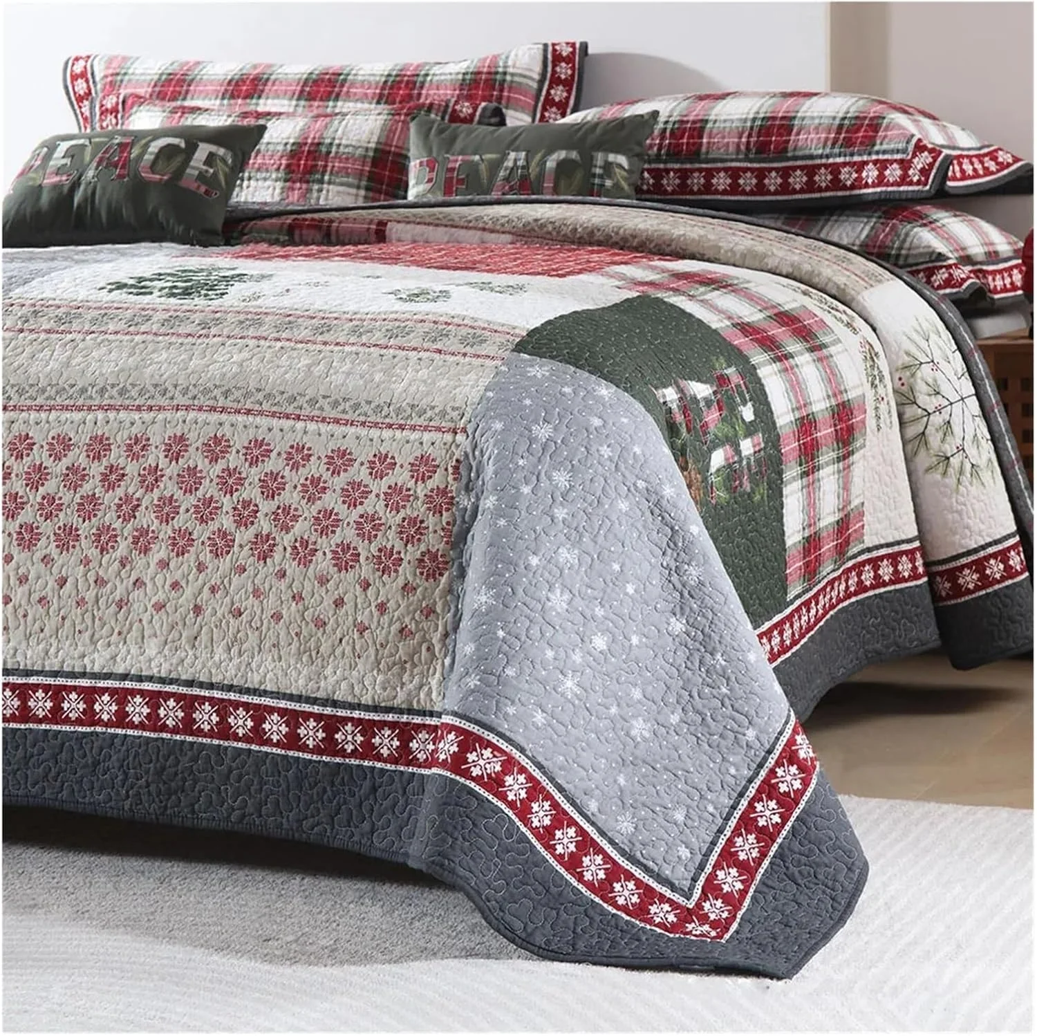 رو تختی یک نفره YIZUFU با دو روبالشی، روتختی کریسمس، روتختی پاییزی، سبک خانه روستایی، سرویس خواب رو تختی یک نفره YIZUFU با دو روبالشی، روتختی کریسمس، روتختی پاییزی، سبک خانه روستایی، سرویس خواب