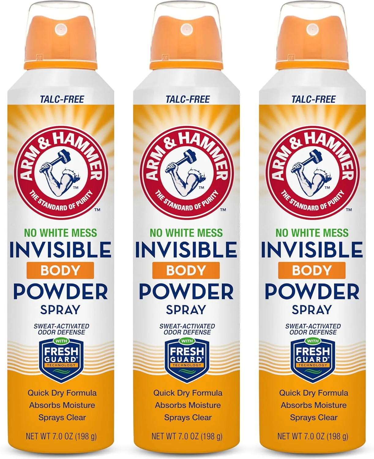 اسپری پودر بدن نامرئی آرم اند همر، کنترل بوی بدن و عرق بدون تالک برای آقایان و بانوان، اسپری پودر بدن برای زنان و مردان، اسپری پودر بدن آرم اند همر، 207 میلی لیتر (بسته 3 عددی)