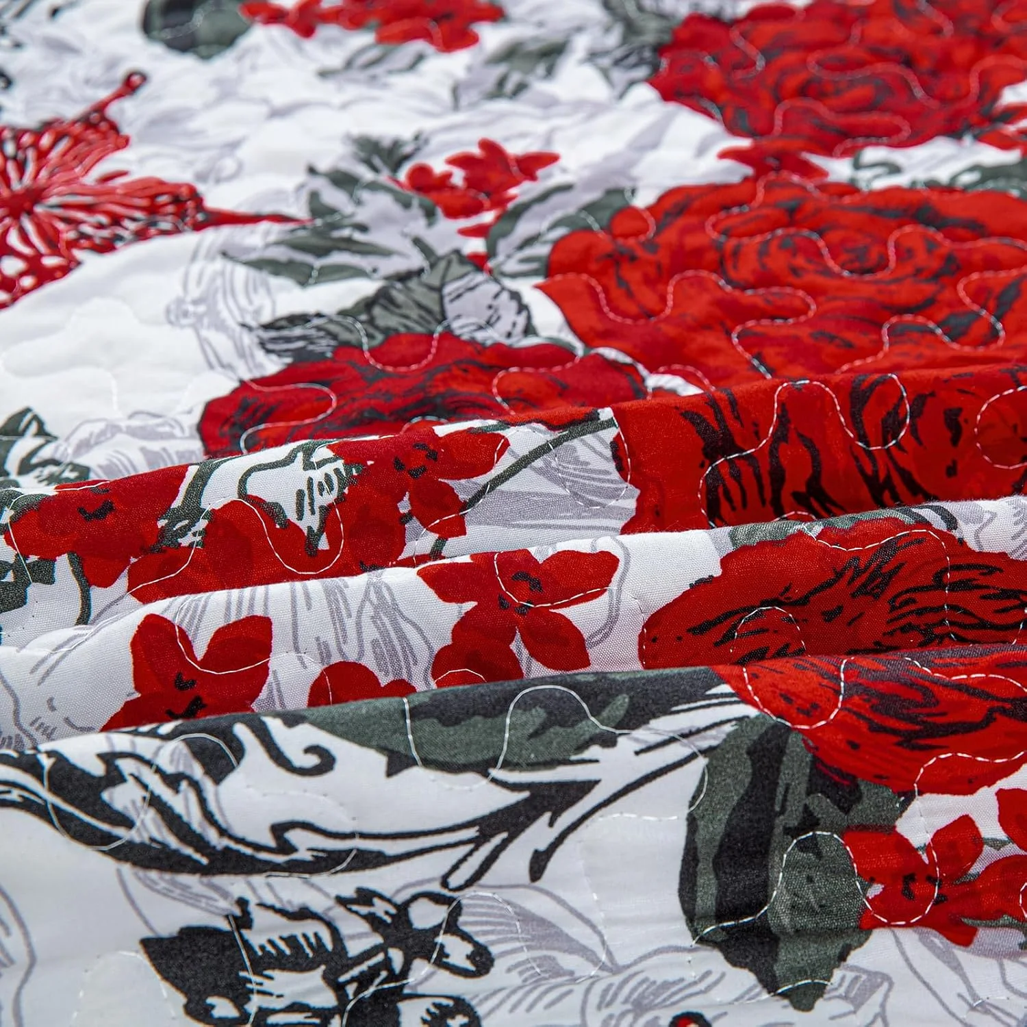 ست لحاف گلدار قرمز Yiran با 2 روبالشتی، لحاف روتختی طرح پروانه ای مناسب تمام فصول، سبک وزن، روکش 100% میکروفایبر، سایز کوئین 228x243 سانتی متر