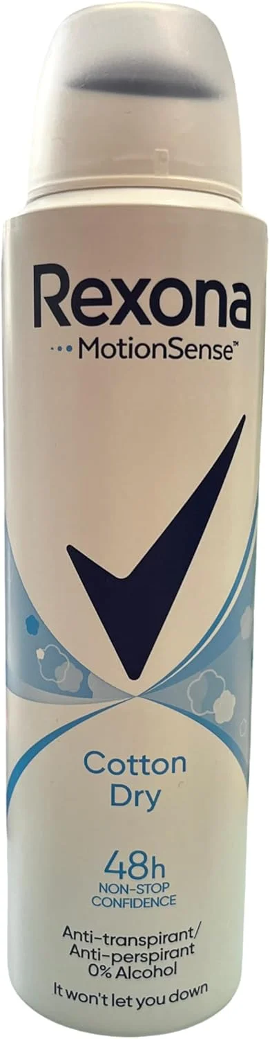 اسپری ضد تعریق زنانه رکسونا Cotton Dry، محافظت 48 ساعته در برابر بوی بدن و خیسی زیر بغل با فناوری ضد تعریق، 6 عدد 150 میلی لیتر