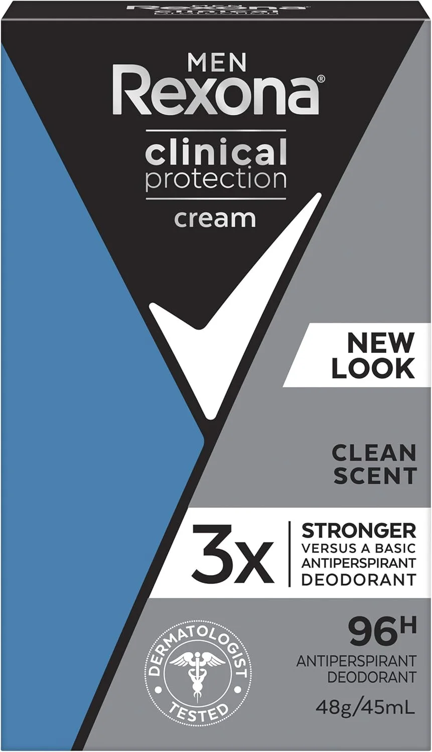 استیک ضد تعریق کرمی رکسونا مردانه کلینیکال، رایحه تمیز، 45 میلی لیتر، محافظت 96 ساعته