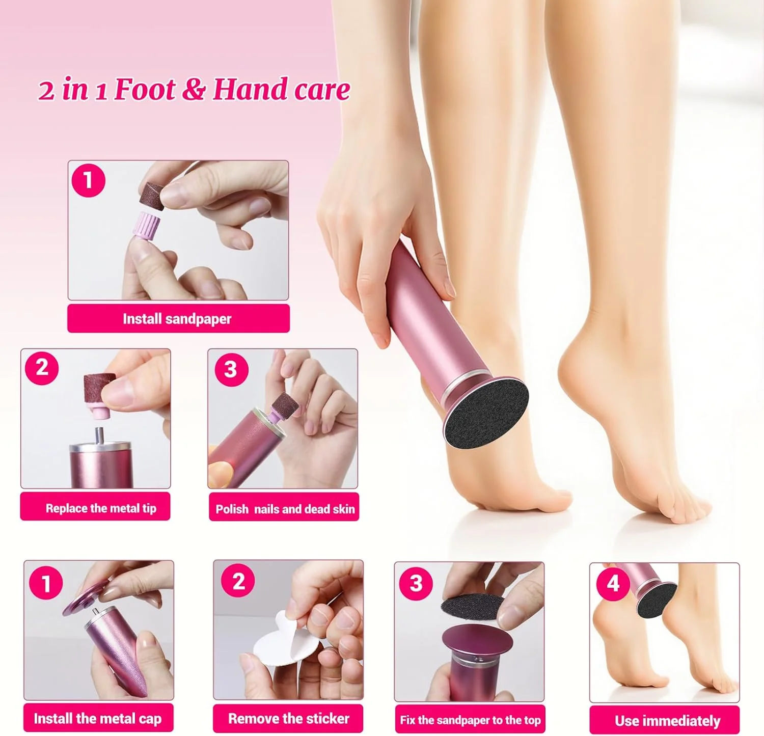 سوهان برقی پدیکور پا AiDwell به همراه 80 عدد دیسک سمباده، آلومینیومی حرفه ای 800 دور در دقیقه، ابزار پدیکور از بین برنده پینه و پوست مرده پا، دارای کنترل سرعت متغیر