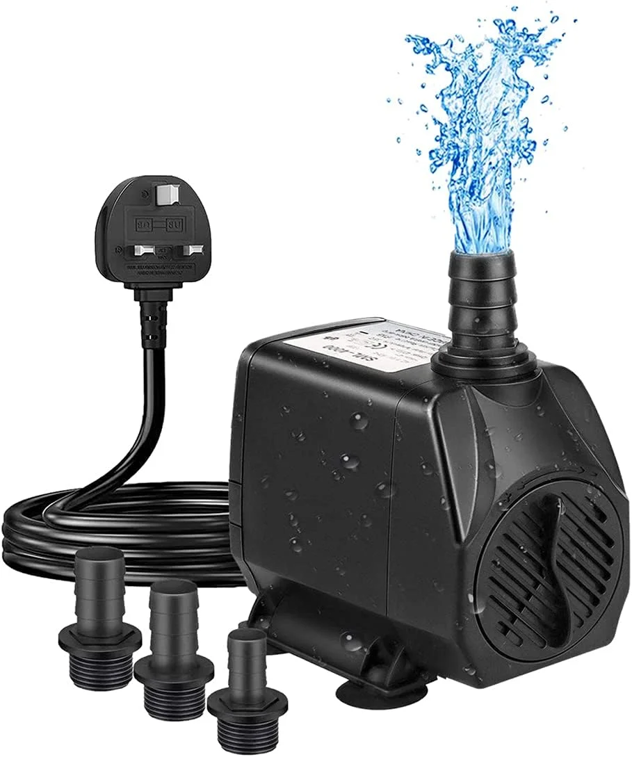 پمپ شناور 60 واتی OPDUO، پمپ آب فوق العاده بی صدا 3000 لیتر در ساعت، پمپ جایگزین آب جداشدنی و تمیز شدنی برای فواره های حیوانات خانگی، سیستم های هیدروپونیک با سیم برق 2 متری و 3 نازل