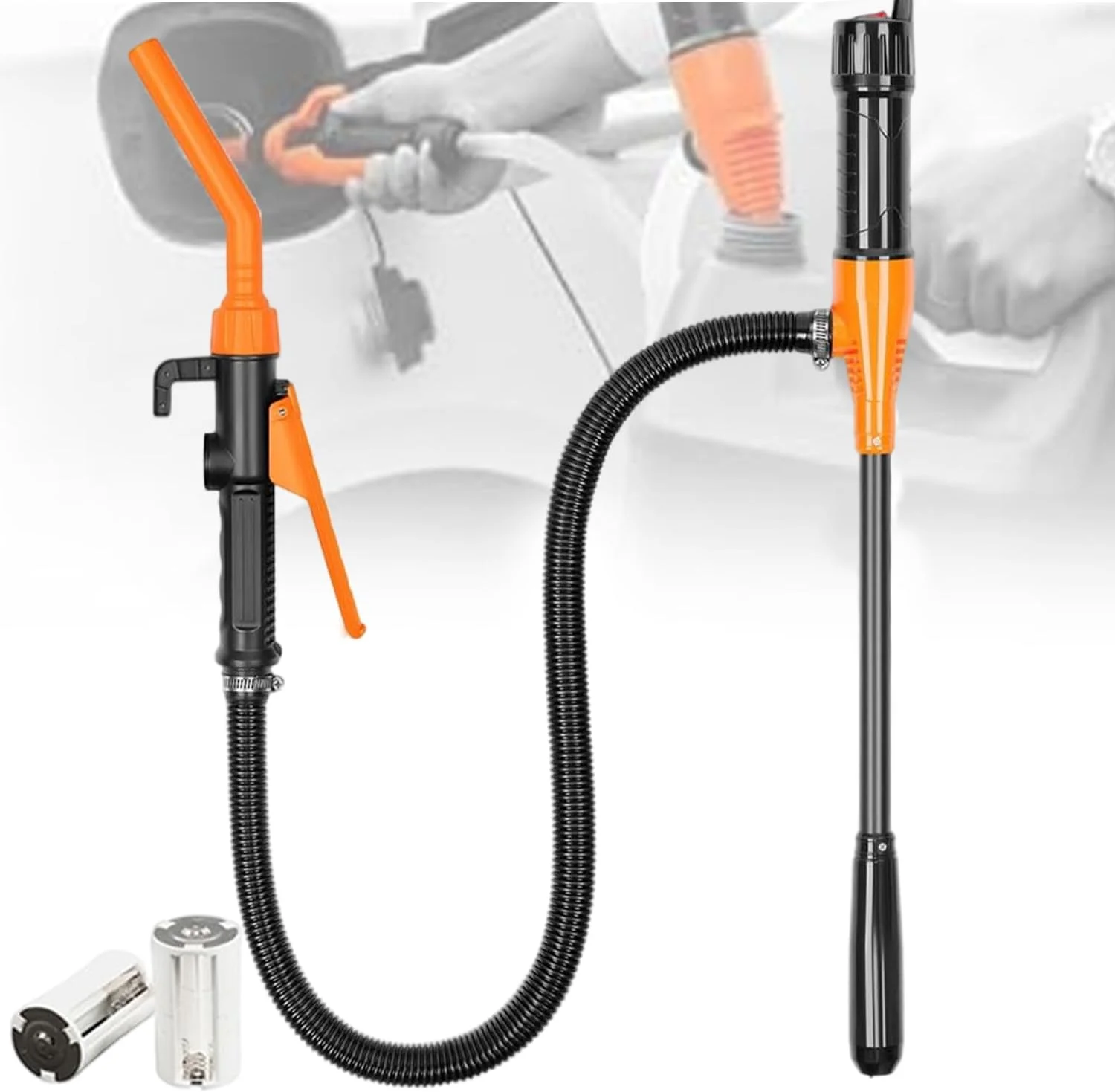 پمپ باتری خور قابل حمل Exrp - پمپ انتقال آب سیفونی برقی ارتقا یافته، پمپ سوخت دستی با کاربری آسان برای بنزین، گازوئیل، آب