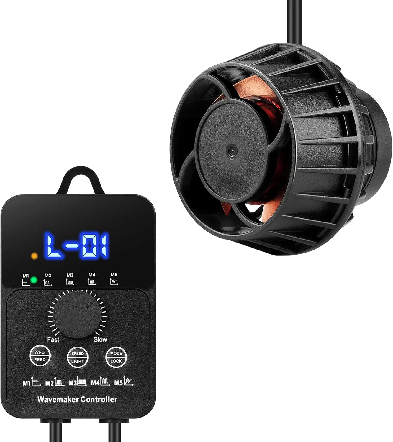 موج ساز آکواریوم JEREPET با قدرت 2100GPH به همراه کنترلر، مینی DC 24V 12W با پایه مغناطیسی، موج ساز با نمایشگر LED برای تانک های 50 تا 100 گالنی