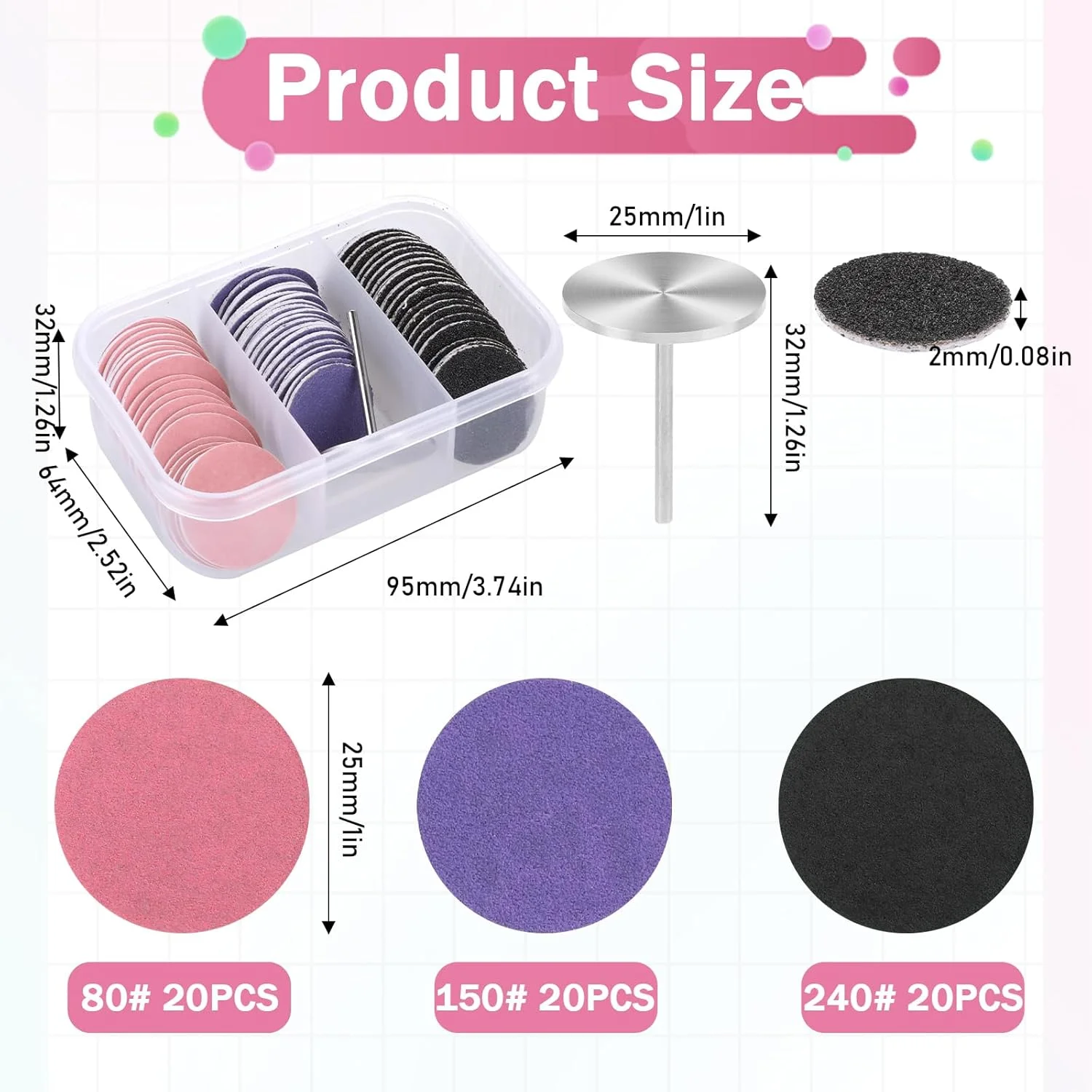 مجموعه 60 عددی دیسک سمباده پدیکور AHQiZFX، کاغذ سنباده جایگزین، دیسک سمباده 25 میلی متری برای سنگ پای برقی، ابزار سمباده برقی پا، به همراه محور، برای از بین بردن پینه و پوست مرده مجموعه 60 عددی دیسک سمباده پدیکور AHQiZFX، کاغذ سنباده جایگزین، دیسک سمباده 25 میلی متری برای سنگ پای برقی، ابزار سمباده برقی پا، به همراه محور، برای از بین بردن پینه و پوست مرده