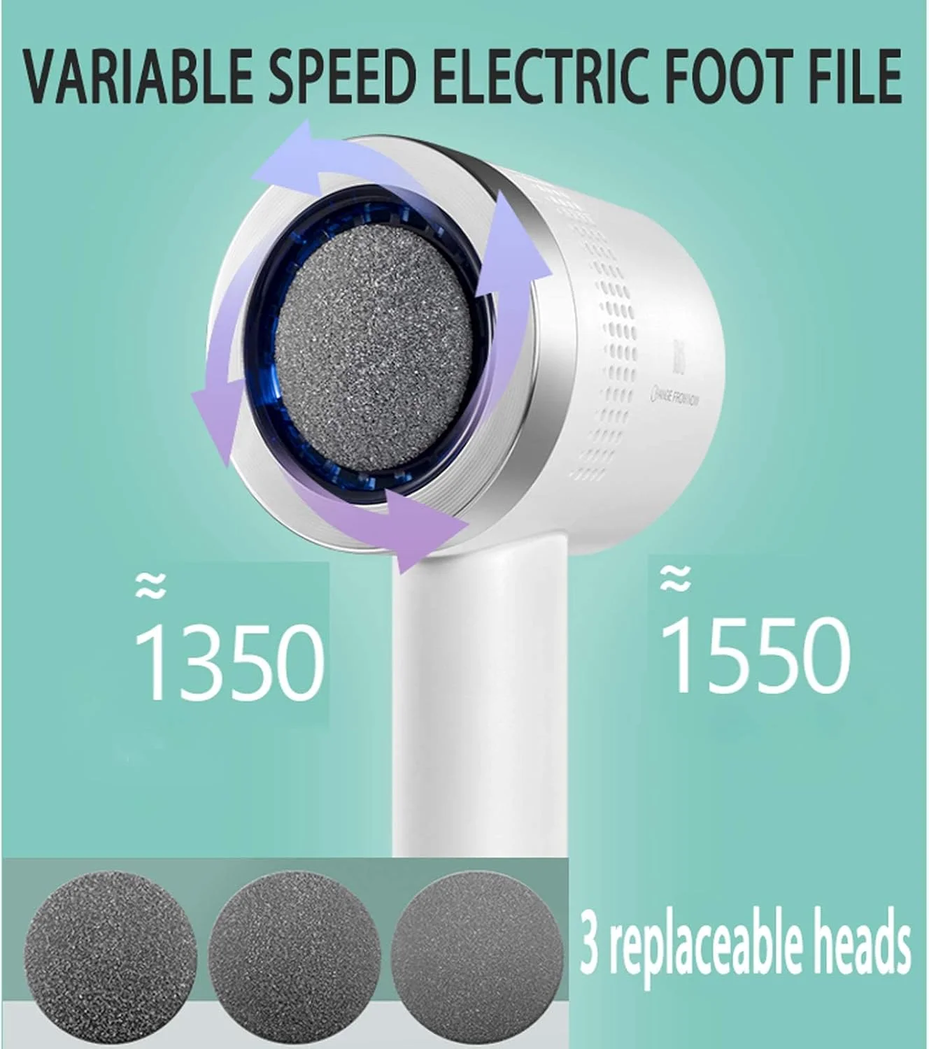 سوهان برقی پا AGAATI، از بین برنده پوست سخت، سنگ پا برقی با مکش خلاء، ابزار حرفه ای از بین برنده پینه پا، قابل شارژ با USB، 2 عدد (2 عدد) (1 عدد) (1 عدد)