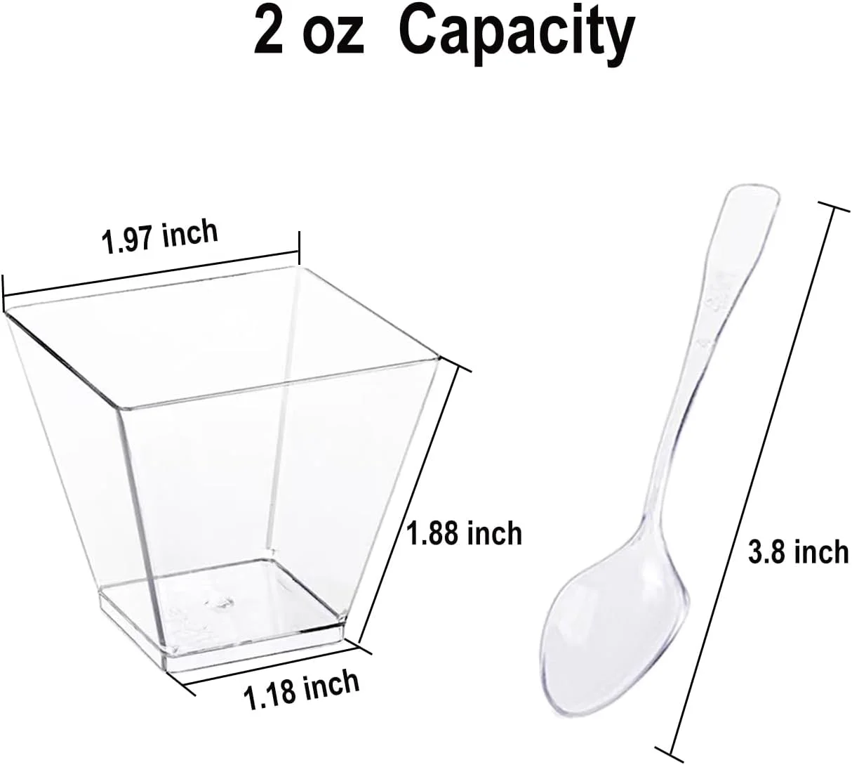Aacehlh 50 Pack 2 oz Mini Dessert Cups with Spoons, Reusable Square Clear Plastic Parfait Cups Dessert Bowls Appetizer Cups for Serving Fruit Ice Cream Pudding Yogurt (50) Aacehlh 50 Pack 2 oz Mini Dessert Cups with Spoons, Reusable Square Clear Plastic Parfait Cups Dessert Bowls Appetizer Cups for Serving Fruit Ice Cream Pudding Yogurt (50)