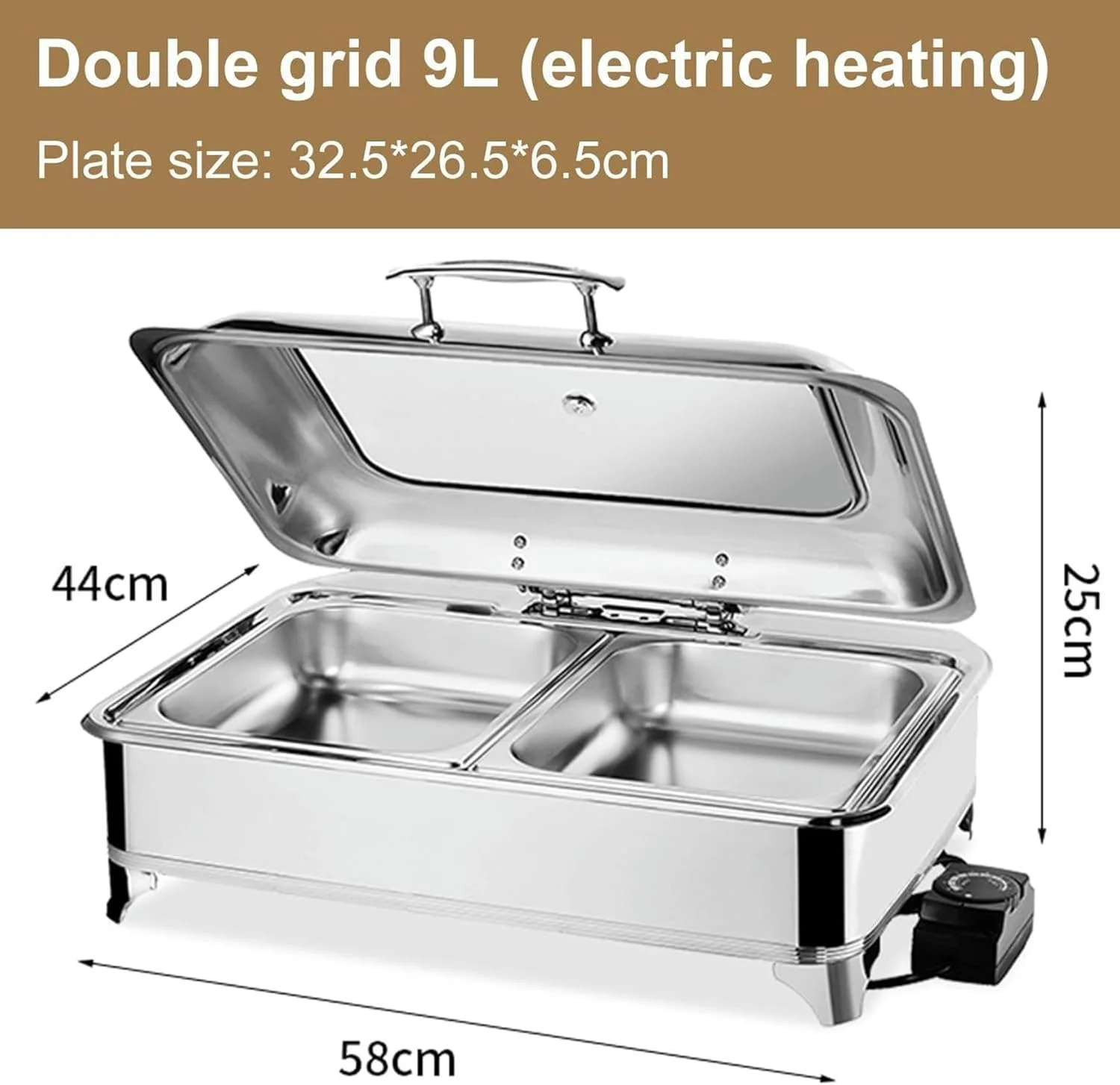 Food Warmer for Party Buffet, 9LElectric Chafing Dish, Buffet rs and Warmers with Temperature Control for Catering, Parties, Home Dinners