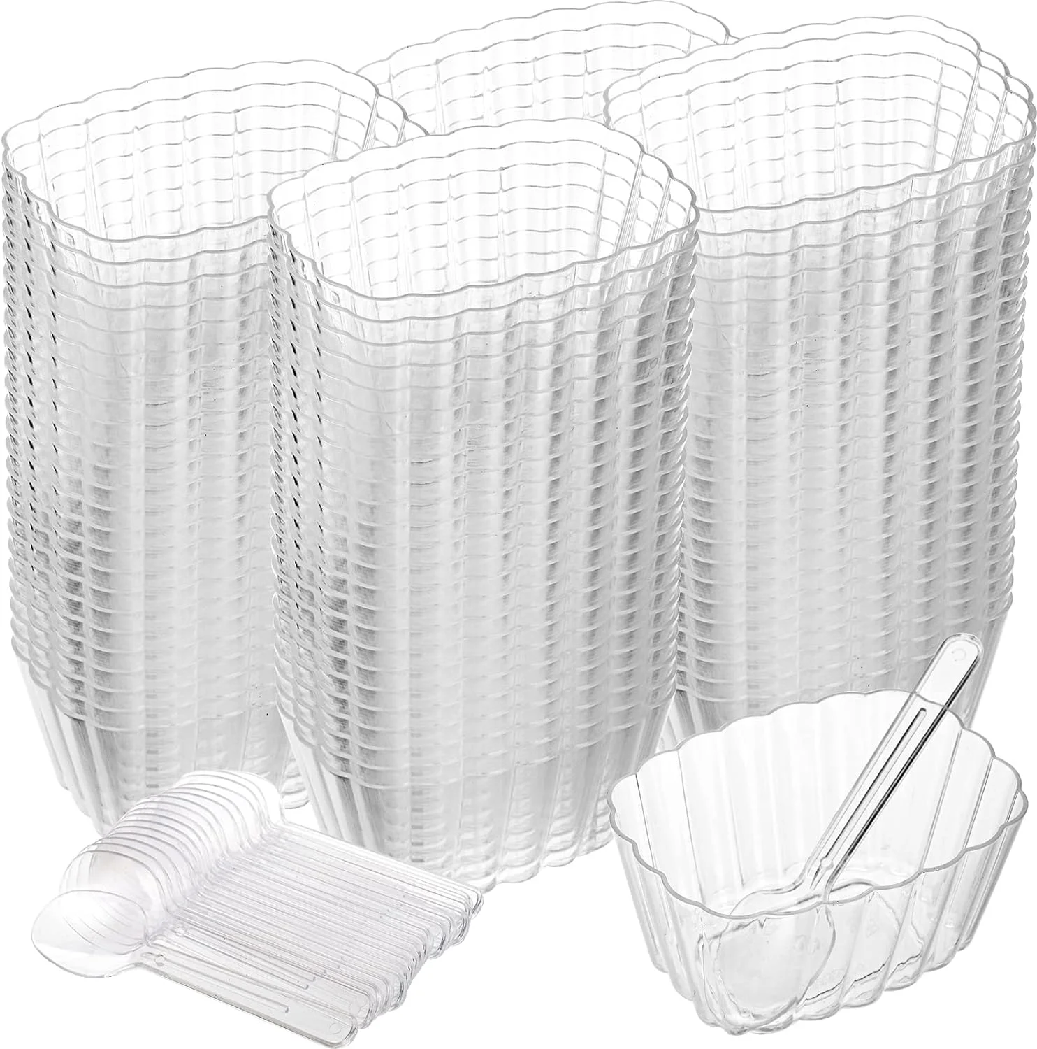 بسته 100 عددی فنجان دسر 150 میلی لیتری به همراه قاشق، فنجان های کوچک موس پلاستیکی، فنجان پیش غذای شفاف یکبار مصرف، فنجان کوچک قابل استفاده مجدد برای سوفله، پودینگ، مهمانی، فنجان دسر بسته 100 عددی فنجان دسر 150 میلی لیتری به همراه قاشق، فنجان های کوچک موس پلاستیکی، فنجان پیش غذای شفاف یکبار مصرف، فنجان کوچک قابل استفاده مجدد برای سوفله، پودینگ، مهمانی، فنجان دسر