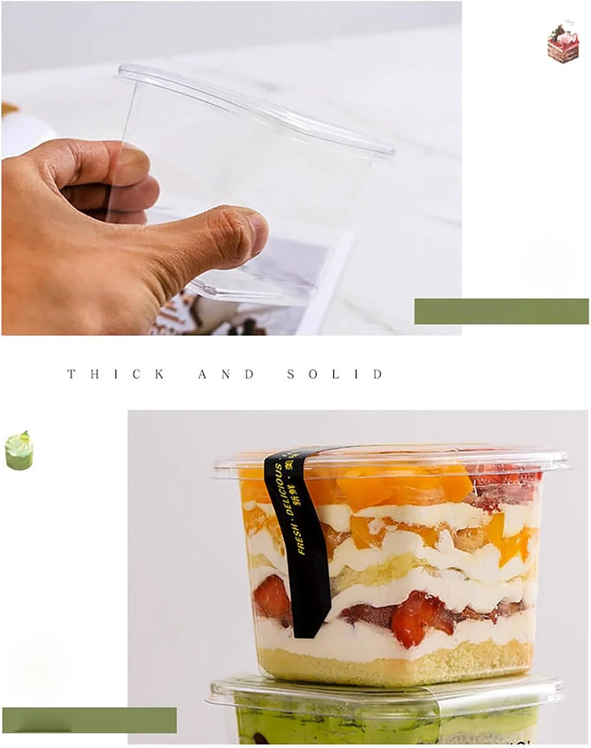 بسته 50 عددی فنجان دسر مربعی 400 میلی لیتری، فنجان های دسر شفاف قابل استفاده مجدد با درب و قاشق (50 ست - 400 میلی لیتر) بسته 50 عددی فنجان دسر مربعی 400 میلی لیتری، فنجان های دسر شفاف قابل استفاده مجدد با درب و قاشق (50 ست - 400 میلی لیتر)