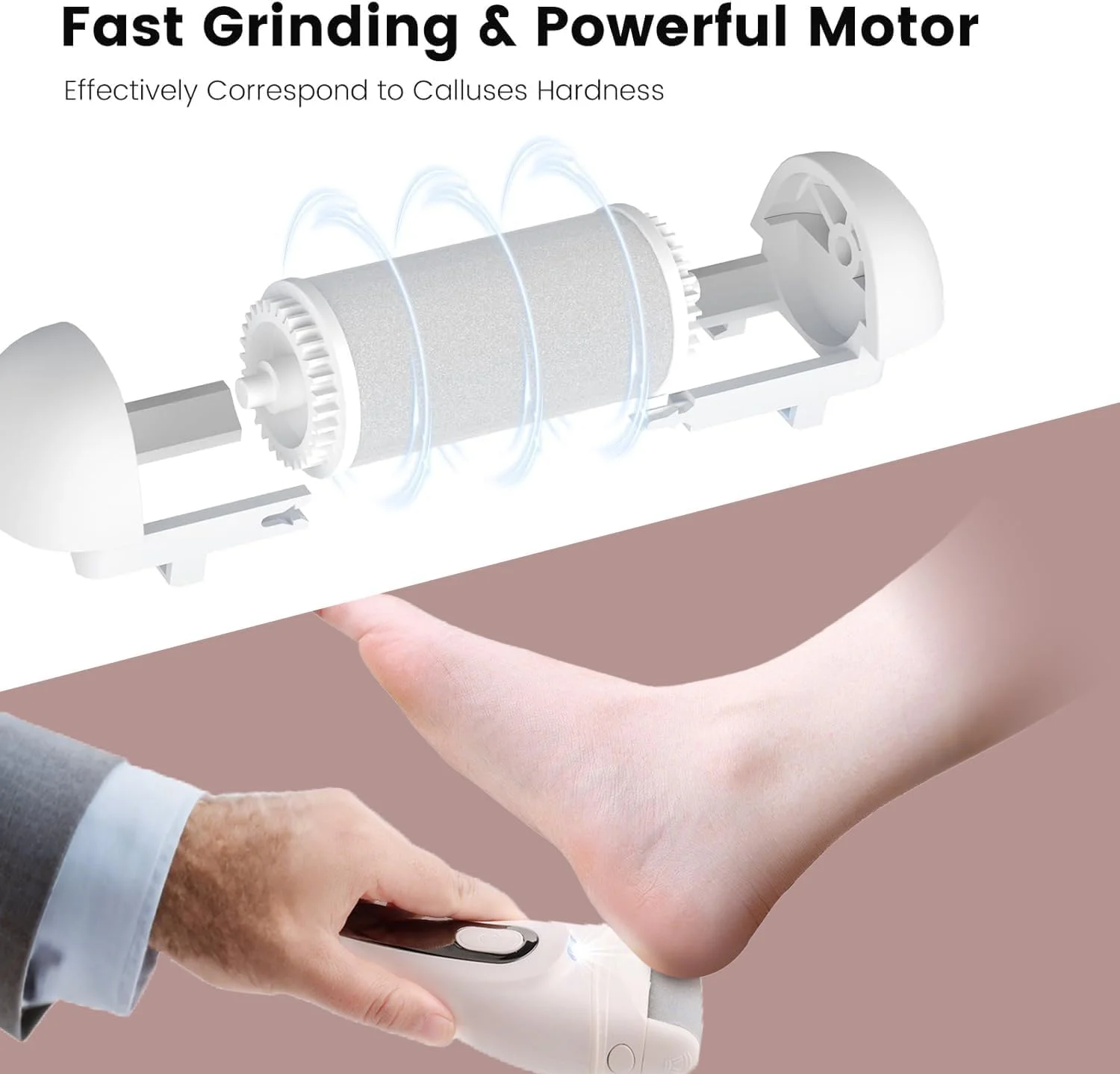 دستگاه از بین برنده پینه پا برقی AccLoo با چراغ LED و نمایشگر باتری، دستگاه پدیکور 3 سرعته با 3 غلتک، شارژ سریع USB، شامل 10 لوازم جانبی، برای پوست های مرده، سفت و ترک خورده دستگاه از بین برنده پینه پا برقی AccLoo با چراغ LED و نمایشگر باتری، دستگاه پدیکور 3 سرعته با 3 غلتک، شارژ سریع USB، شامل 10 لوازم جانبی، برای پوست های مرده، سفت و ترک خورده