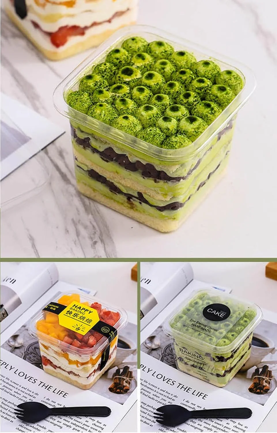 بسته 50 عددی فنجان دسر مربعی 400 میلی لیتری، فنجان های دسر شفاف قابل استفاده مجدد با درب و قاشق (50 ست - 400 میلی لیتر) بسته 50 عددی فنجان دسر مربعی 400 میلی لیتری، فنجان های دسر شفاف قابل استفاده مجدد با درب و قاشق (50 ست - 400 میلی لیتر)