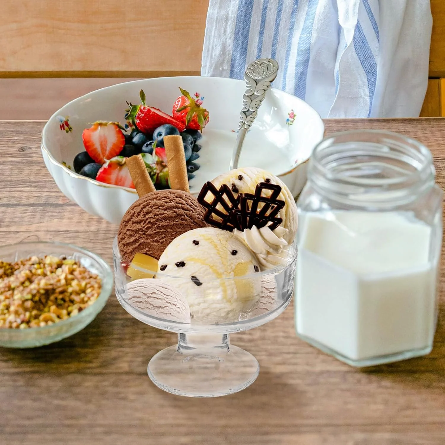 جام دسر شیشه ای آموس فان، کاسه بستنی، کاسه سرو دسر برای روزهای تابستانی، لوازم مهمانی استوایی جام دسر شیشه ای آموس فان، کاسه بستنی، کاسه سرو دسر برای روزهای تابستانی، لوازم مهمانی استوایی