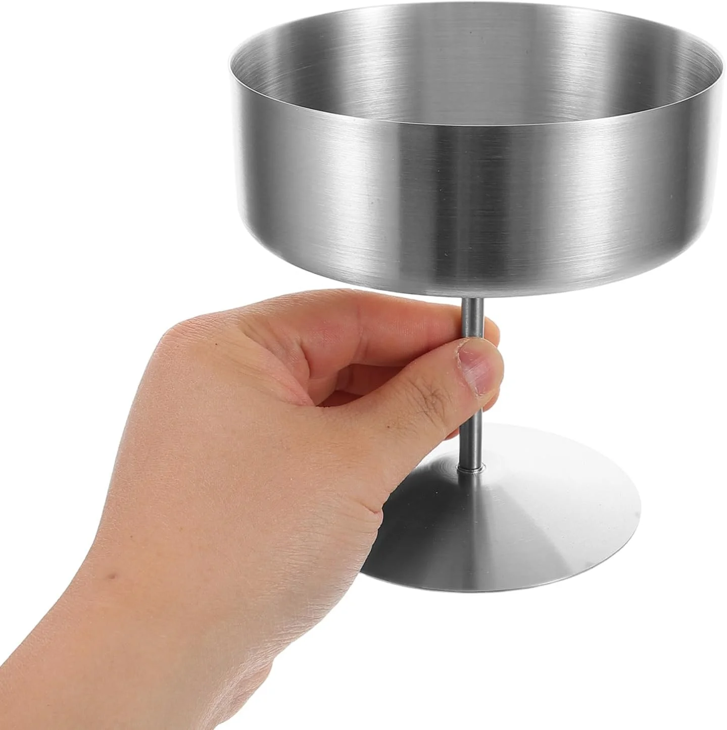 جام بستنی پایه دار Amosfun، کاسه دسر استیل - جام پایه دار 400 میلی لیتری برای سالاد، میوه، پودینگ و دسر - نقره ای