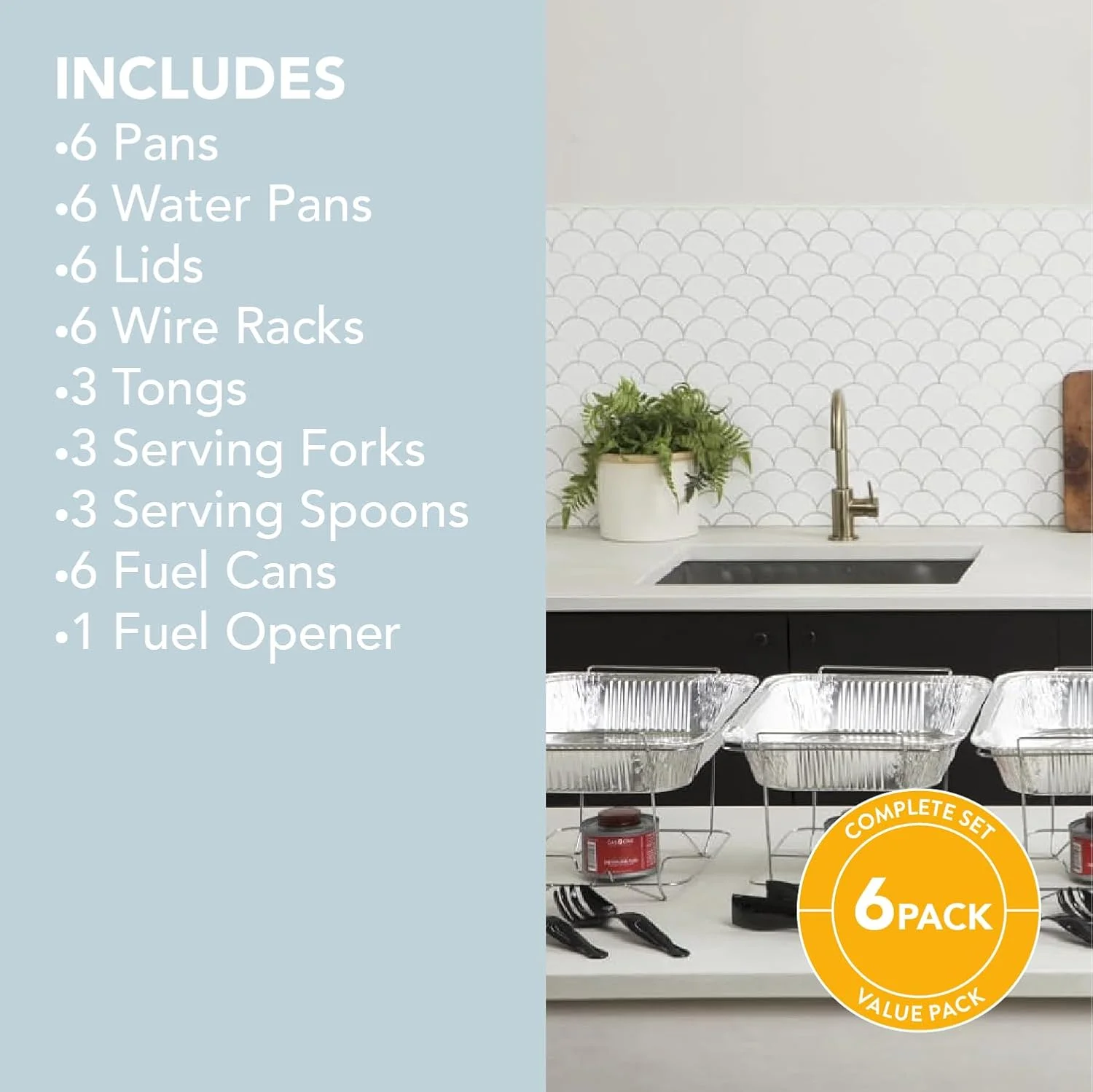 آلفا لیوینگ بسته 6 عددی - ست بوفه گرمکن غذا یکبار مصرف، گرمکن غذا برای مهمانی ها، ست کامل قوطی سوخت 6 ساعته، تابه های نیم سایز، سینی گرم کننده (بسته 6 عددی) آلفا لیوینگ بسته 6 عددی - ست بوفه گرمکن غذا یکبار مصرف، گرمکن غذا برای مهمانی ها، ست کامل قوطی سوخت 6 ساعته، تابه های نیم سایز، سینی گرم کننده (بسته 6 عددی)