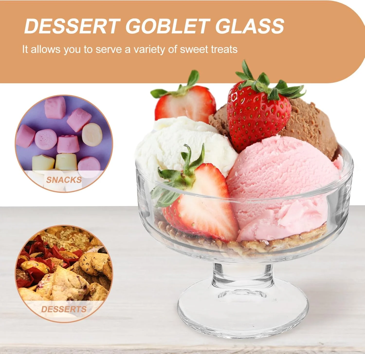 جام دسر شیشه ای آموس فان، کاسه بستنی، کاسه سرو دسر برای روزهای تابستانی، لوازم مهمانی استوایی جام دسر شیشه ای آموس فان، کاسه بستنی، کاسه سرو دسر برای روزهای تابستانی، لوازم مهمانی استوایی